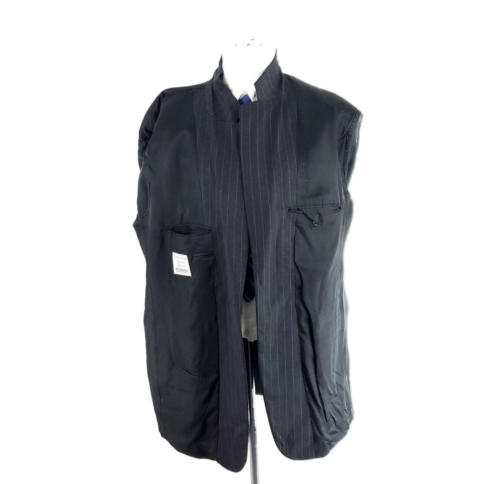 Jack Victor Jack Victor King Ct Wool 2 Button Suit Jacket 46L Gray Strip Size 46L - 9 Thumbnail