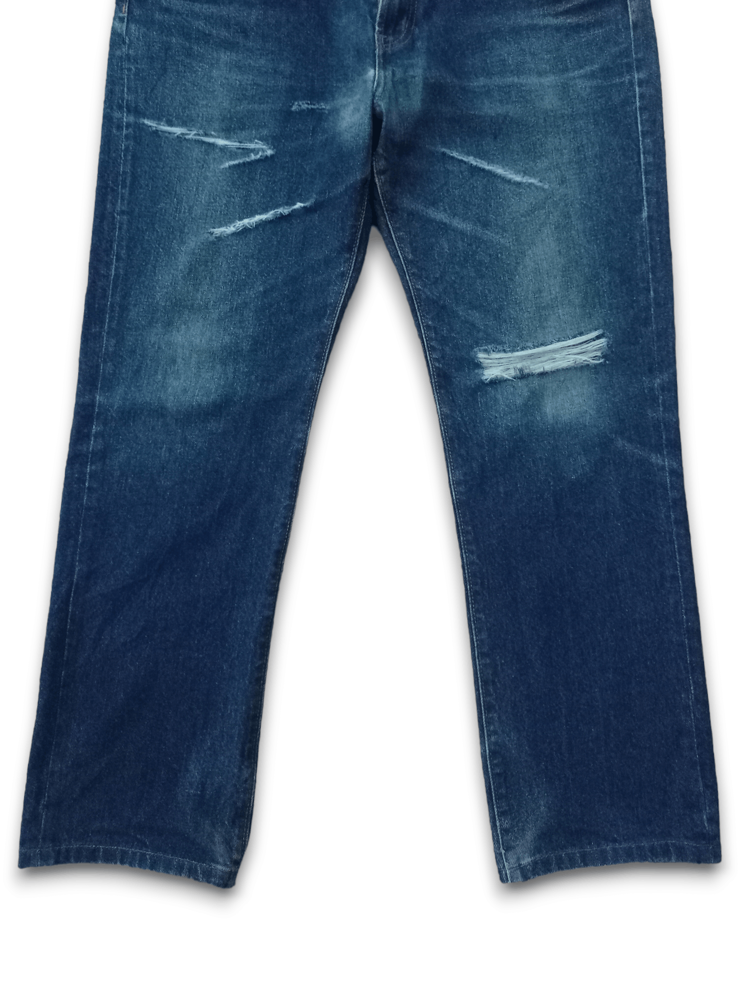 GU × Japanese Brand Vintage Japanese Gu Blue Wash Distressed Jeans 34x27 Size US 34 / EU 50 - 7 Thumbnail