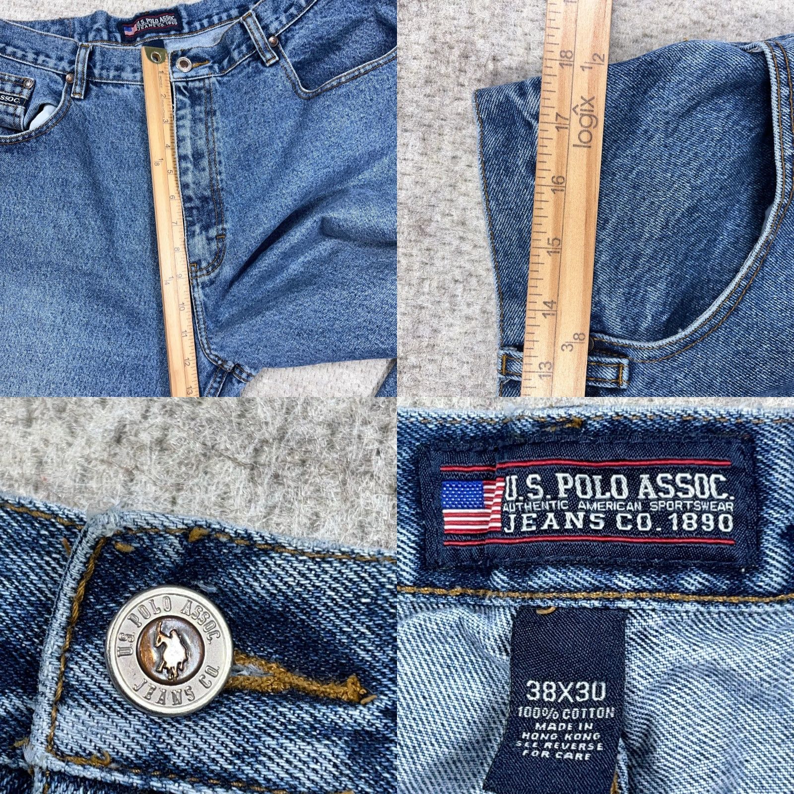 Vintage VINTAGE US Polo Assn Jeans Men 38x30 Relaxed Fit Straight Baggy 90s Y2K Flag Size US M / EU 48-50 / 2 - 9 Thumbnail