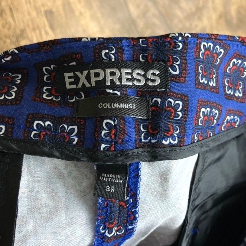 Express Express Womens Pants Blue Multicolored Columnist Mid Rise Stretch 8 R Size 30" / US 8 / IT 44 - 5 Thumbnail