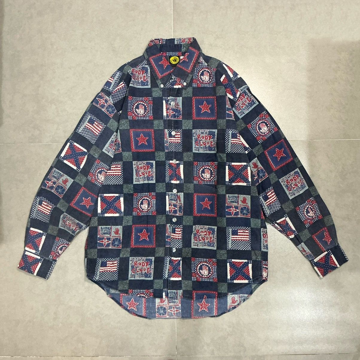 Body Glove Vintage 1993 Body Glove Rare Americana Print Button-Up Shirt Size S / US 4 / IT 40 - 1 Thumbnail