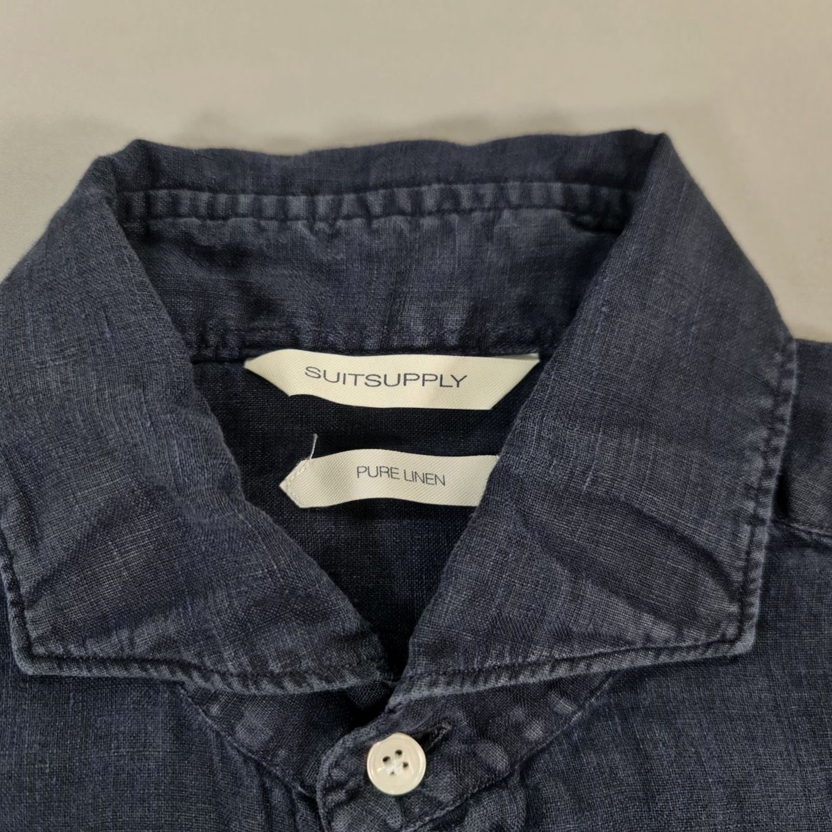 Suitsupply Suitsupply Shirt Navy Blue 14.5 100% Linen Long Sleeve Button-Up Casual Men’s Shirt Size US M / EU 48-50 / 2 - 3 Thumbnail