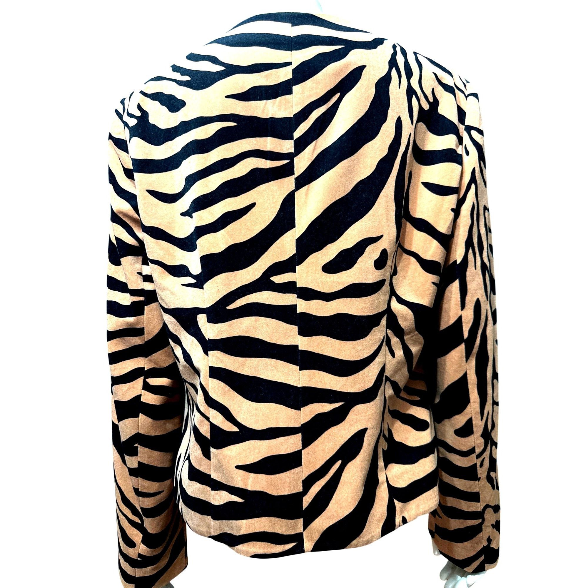 Chicos Chicos Animal Tiger Print Jacket Faux Suede Zip Front Bold S Size L / US 10 / IT 46 - 3 Thumbnail