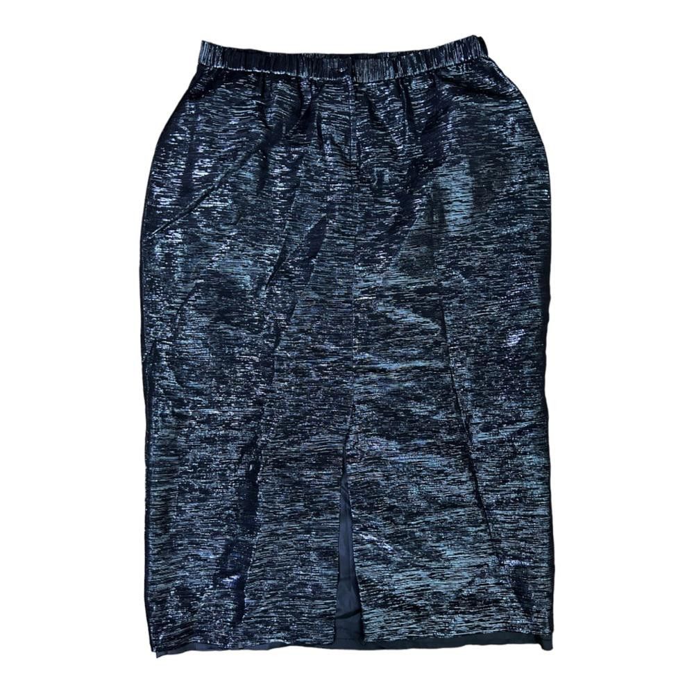 Designer Vintage Silver & Black Skirt Size 14 Size 36" / US 14 / IT 50 - 2 Thumbnail
