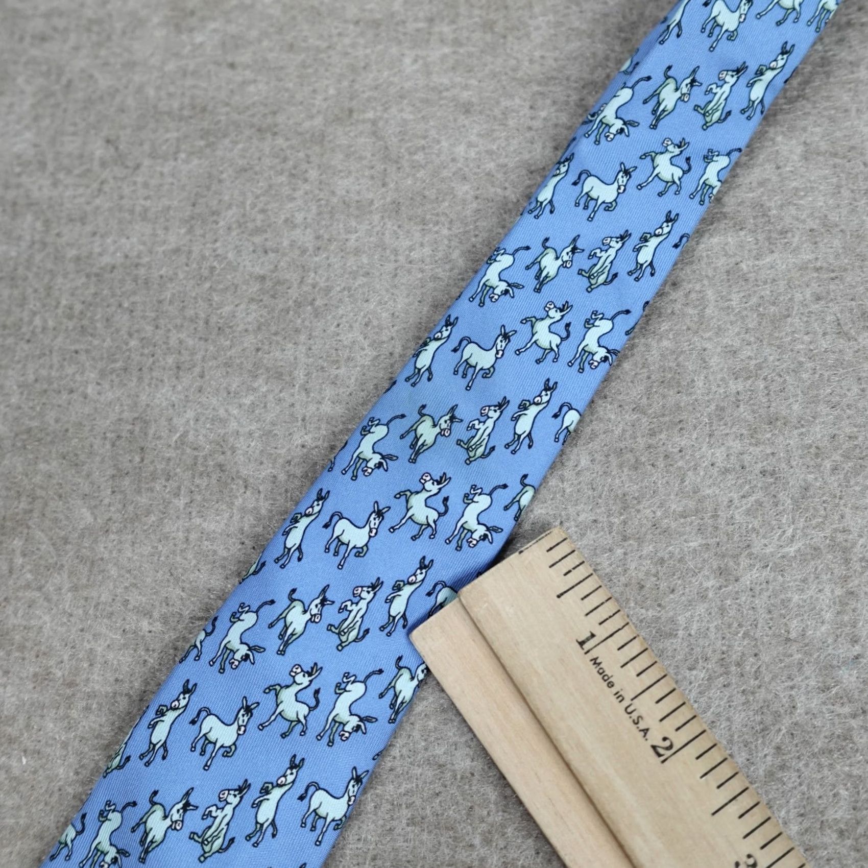 Vintage United State Senate Tie Blue Donkeys Party Animal France Made in Paris Silk Classic Size ONE SIZE - 4 Thumbnail