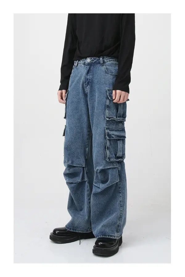 VIBE utility pleated faded baggy cargo jeans Size US 30 / EU 46 - 3 Thumbnail
