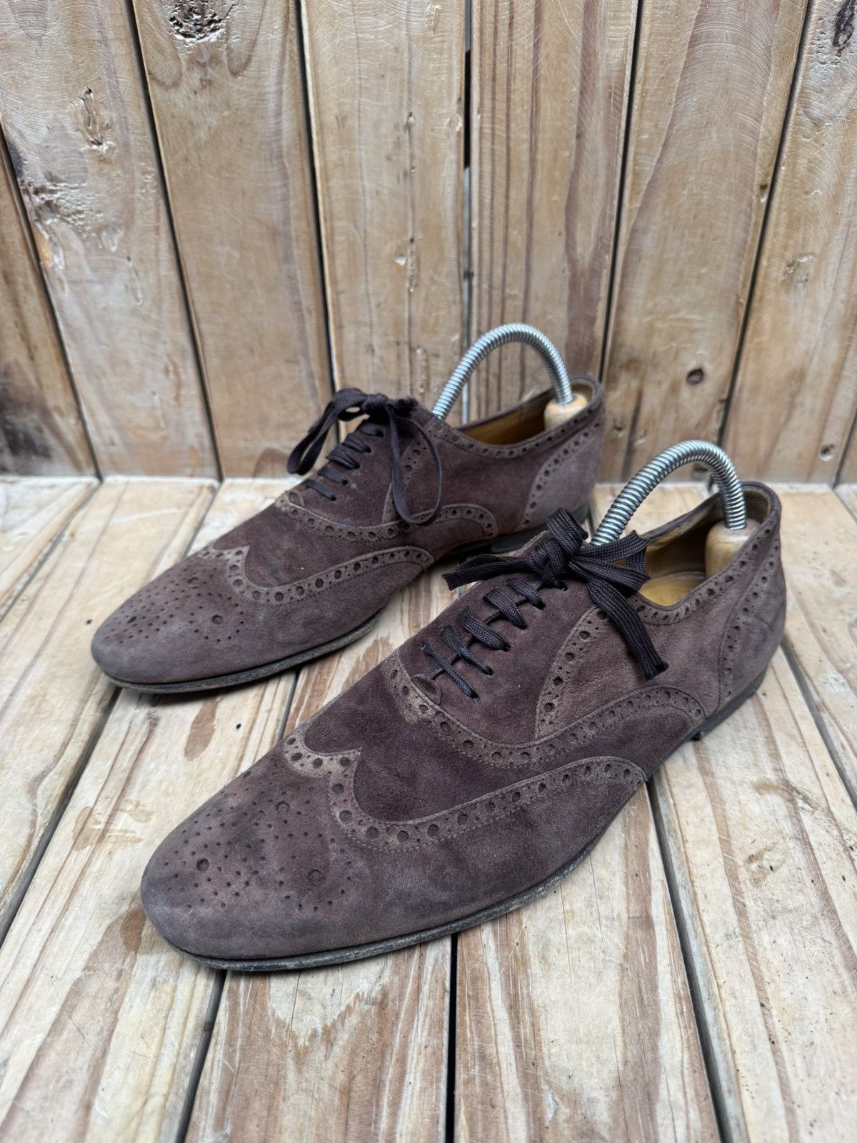 Gucci Gucci Brown Men’s suede leather dress shoes UK 6 E Size US 6.5 / EU 39-40 - 3 Thumbnail