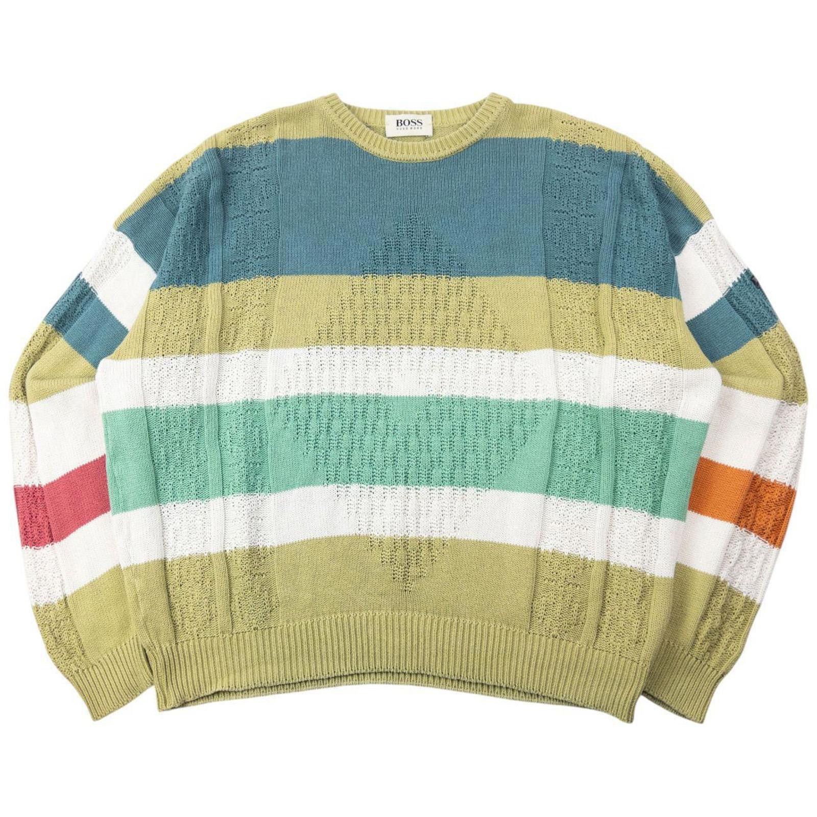 Hugo Boss Vintage 90s Hugo Boss Striped Knit Jumper Size XL Size US XL / EU 56 / 4 - 1 Thumbnail