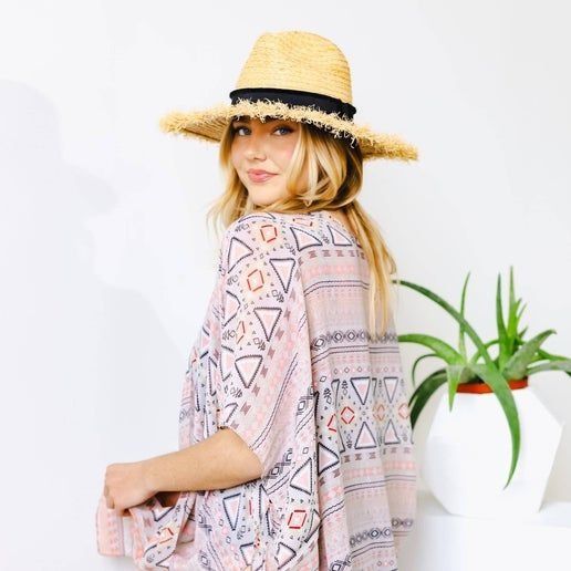 Other Bohemian Tribal Print Kimono Wrap Scarf Shawl Peach, Brown, Size ONE SIZE - 4 Thumbnail