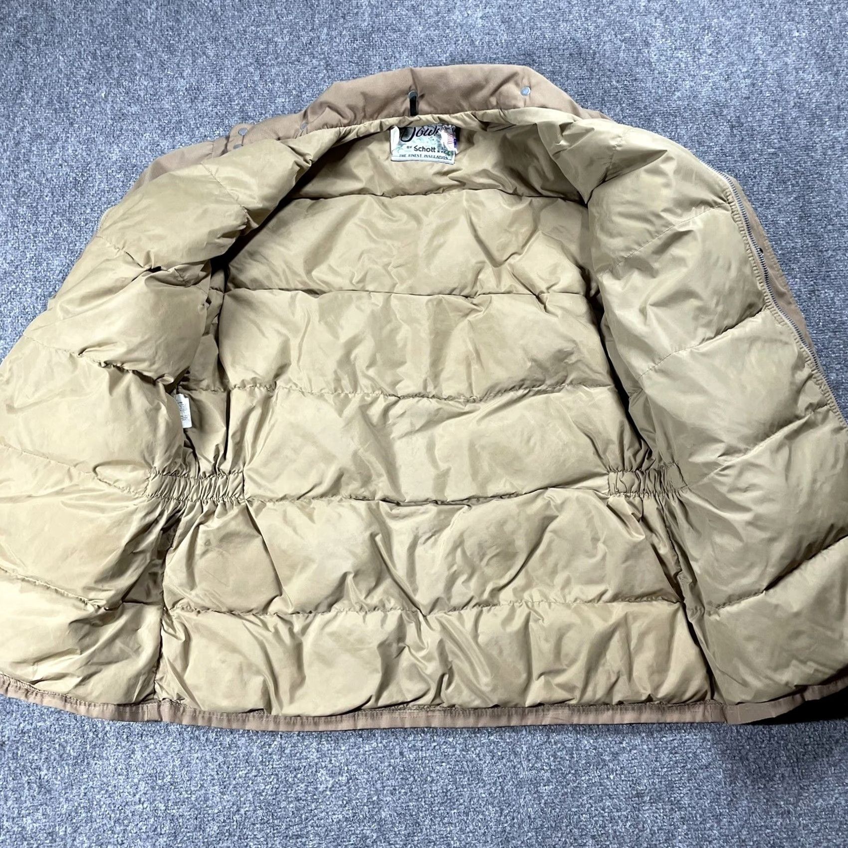 Schott VINTAGE Schott NYC Jacket Parka Hoodie Down Puffer Beige Men's XL L 70s Vintage Classic Casual Zip Hooded Quilted Nylon Down Filláticos Size US L / EU 52-54 / 3 - 6 Thumbnail