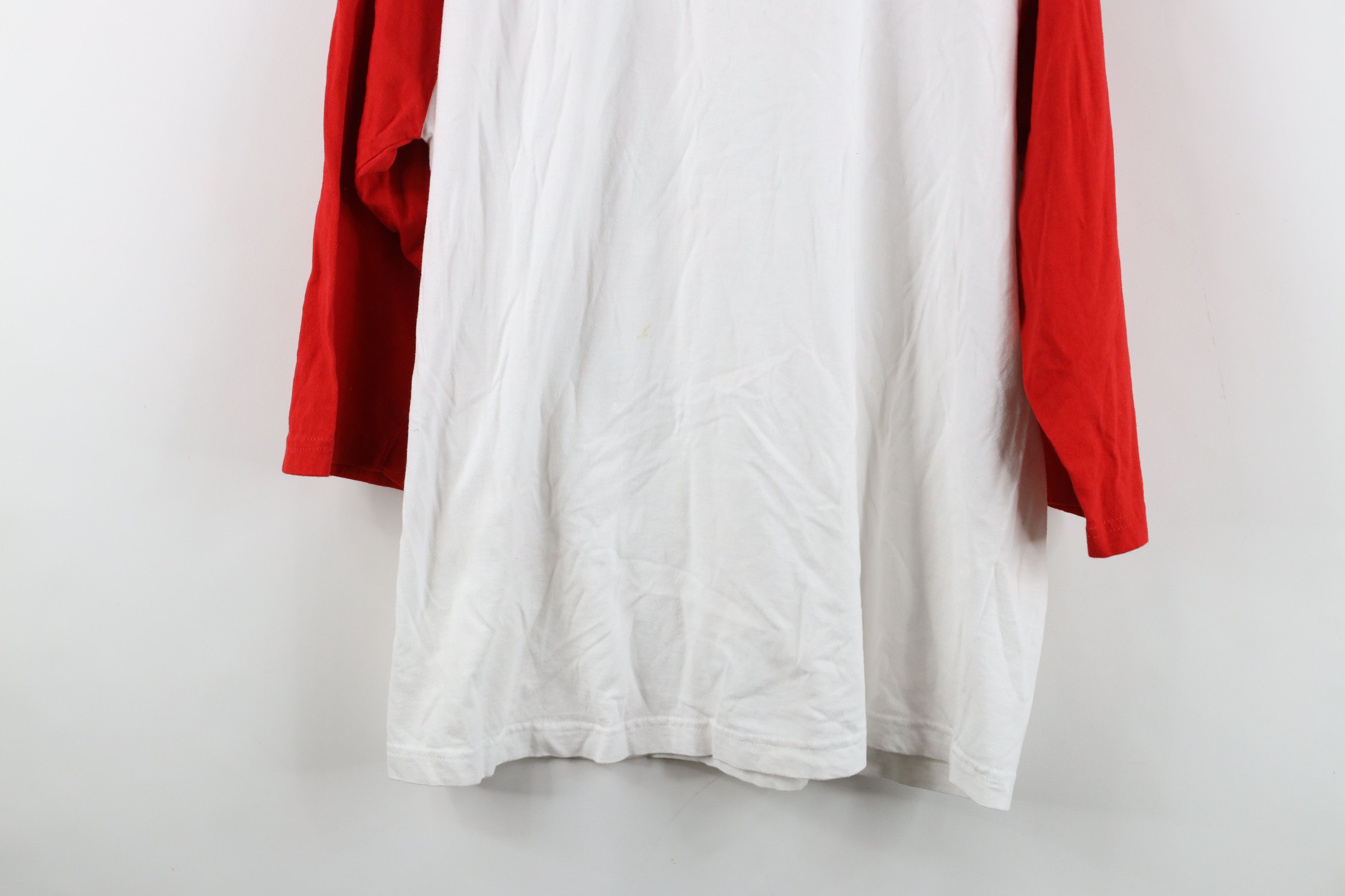 Vintage Vintage 90s Streetwear 3/4 Sleeve Raglan T-Shirt Red White Size US L / EU 52-54 / 3 - 14 Thumbnail