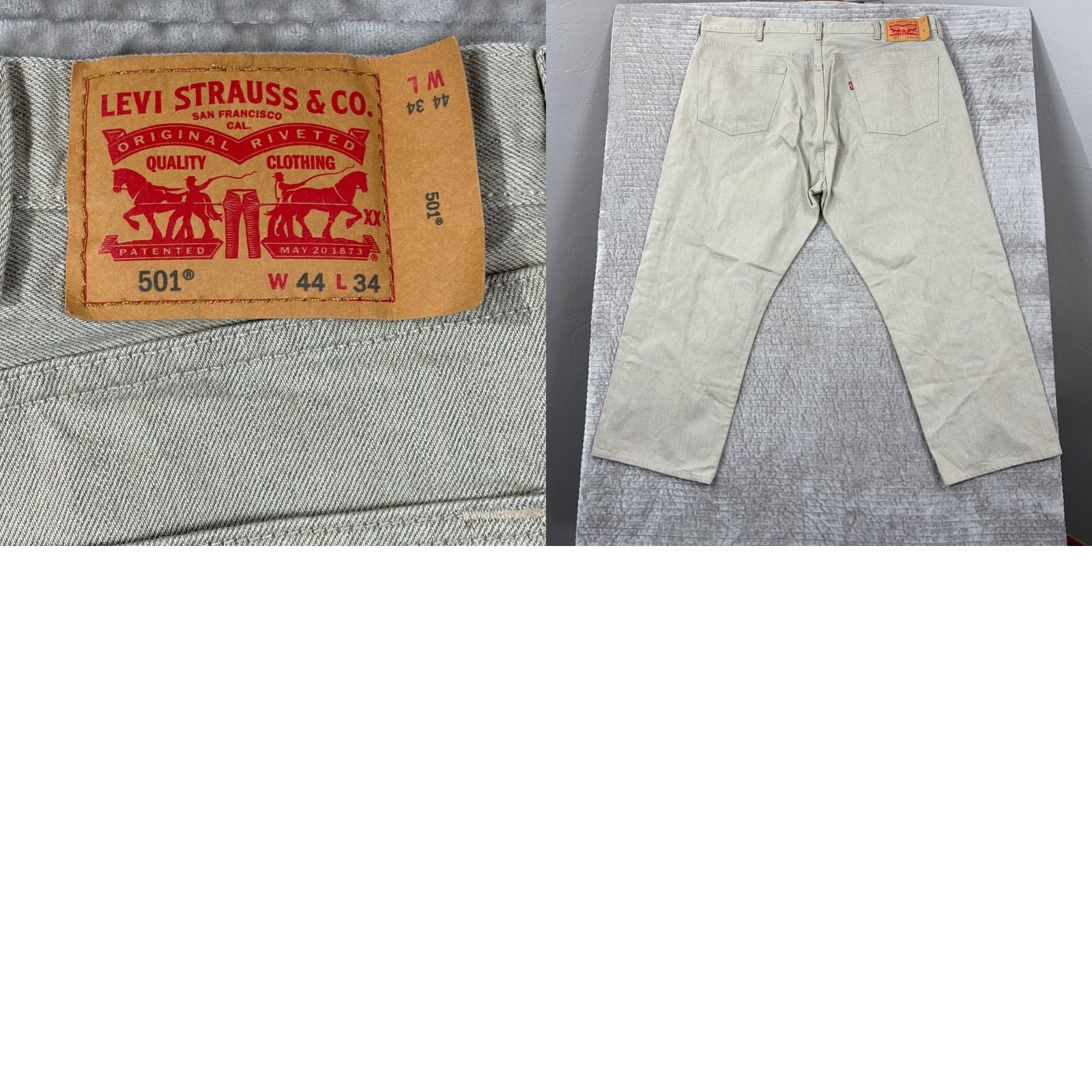 Levi's VINTAGE Levi's 501 Original Fit Jeans Beige Cone Denim Button Fly Mens W44 L34 Size US 34 / EU 50 - 9 Thumbnail