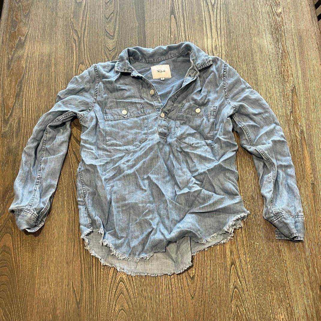 Rails Rails Bowery Chambray Popover Shirt Fringe Hem Blue Size XS Size XS / US 0-2 / IT 36-38 - 1 Thumbnail