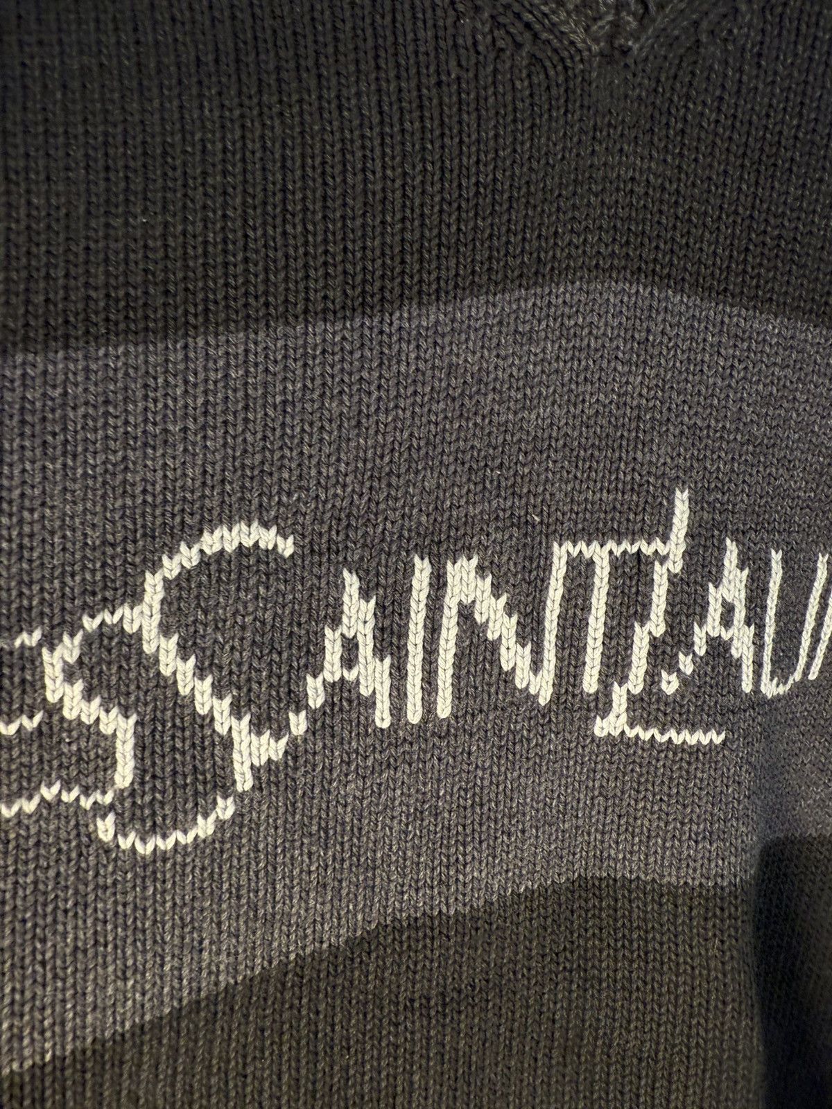 Yves Saint Laurent Black YSL Sweater Knit Big Logo V-neck Vintage y2k Rare Size US L / EU 52-54 / 3 - 8 Thumbnail