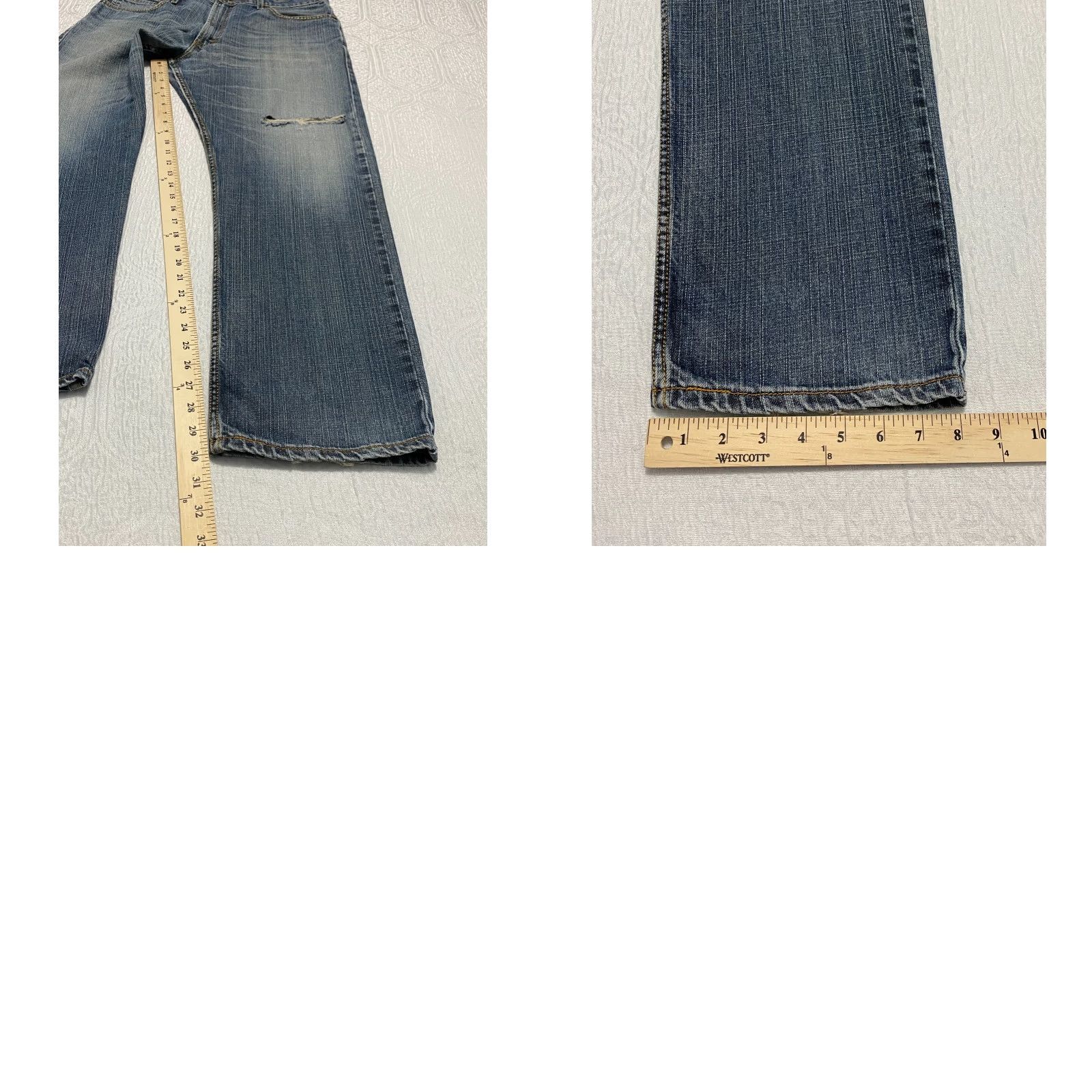 Levi's Levi's 505 Regular Jeans 36×30 Blue Distressed Ripped Whiskers Denim Mens Grunge Size US 36 / EU 52 - 8 Thumbnail