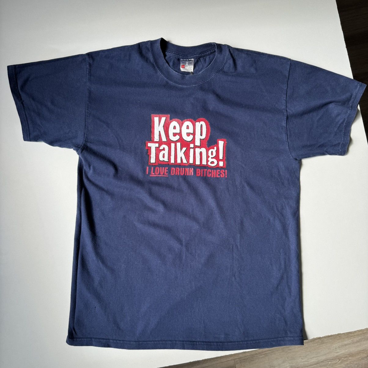 Vintage Vintage "I love drunk Bitches" Funny Humor y2k tees navy Size US L / EU 52-54 / 3 - 4 Thumbnail