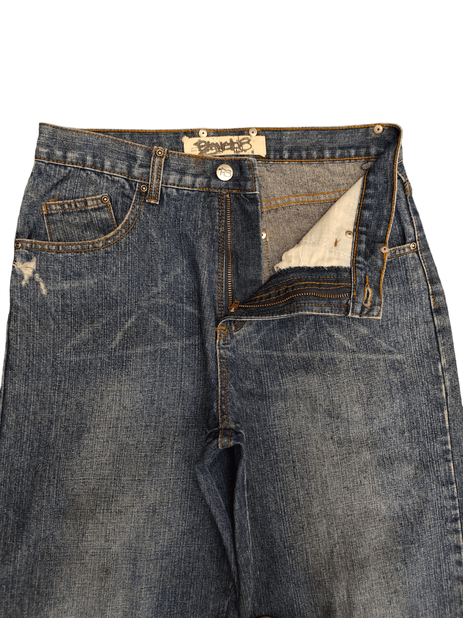 Japanese Brand Planet 8 Denim Y2k Jnco Streetwear Wide Leg Jeans Size US 28 / EU 44 - 14 Thumbnail