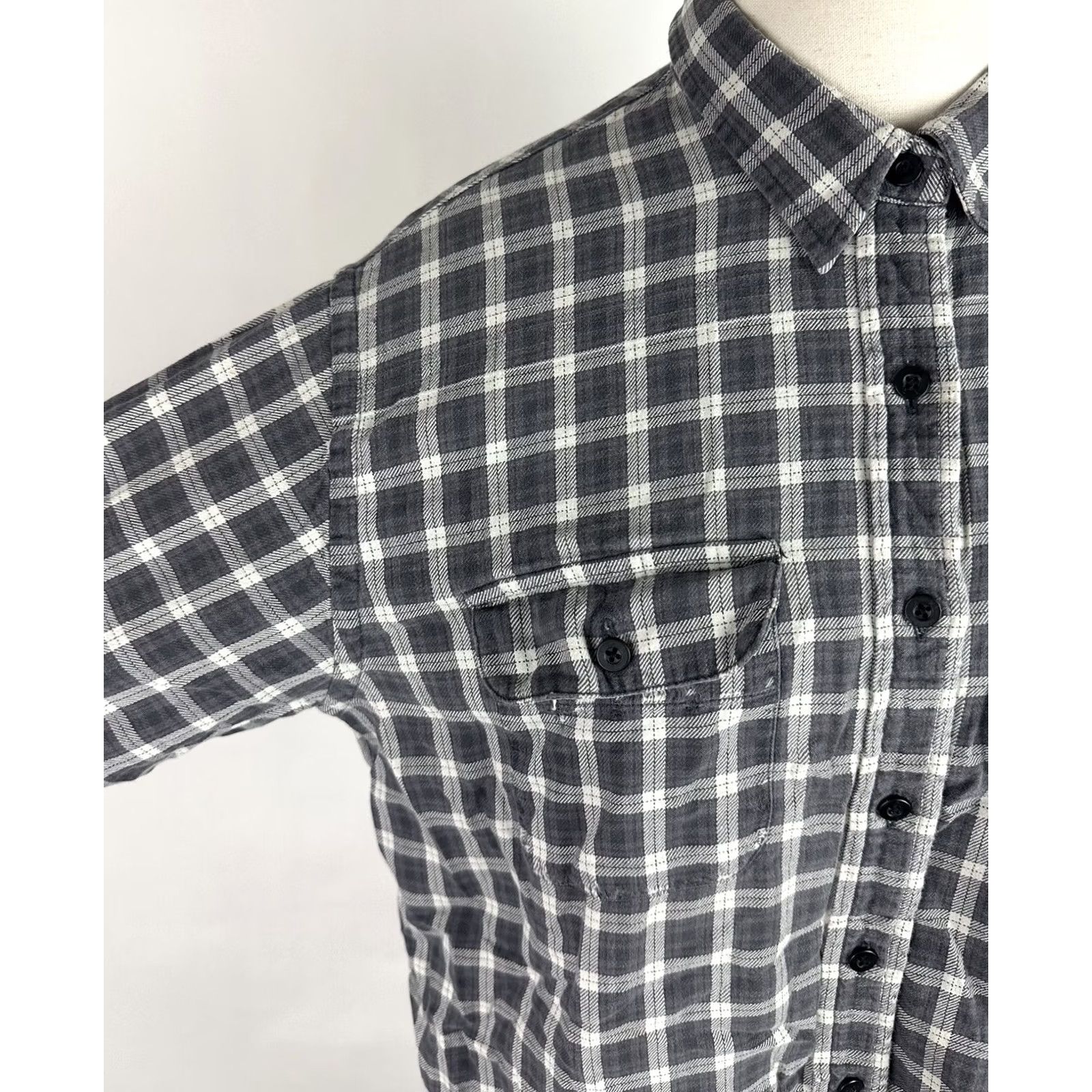 Lands' End VINTAGE Lands' End Shirt Womens M Gray Plaid Button-Up 90s Casual Womens Size M / US 6-8 / IT 42-44 - 4 Thumbnail