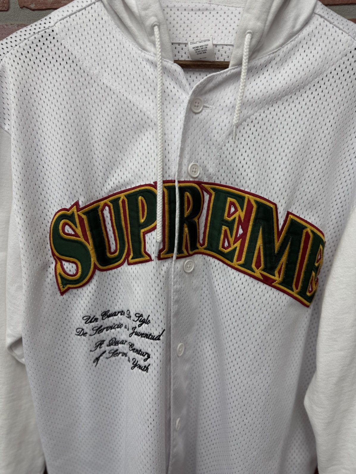 Supreme Supreme White Mesh Jersey Hoodie Size Medium 🧼 Size US M / EU 48-50 / 2 - 8 Thumbnail