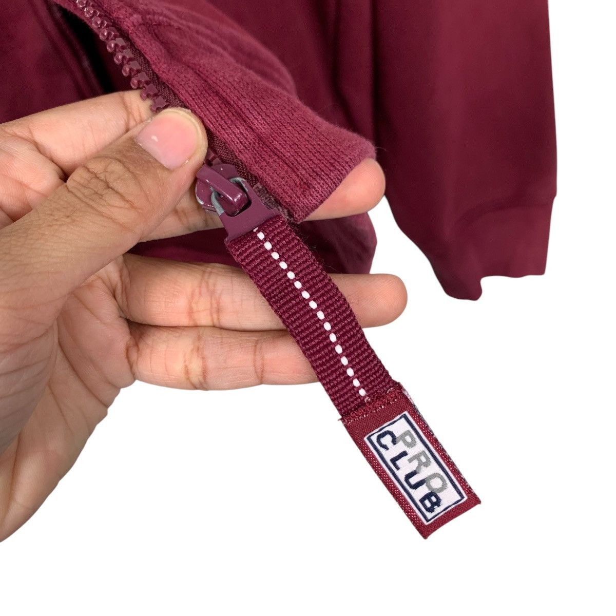 Vintage PRO CLUB Maroon Zipper Hoodie Sweatshirt #2427-C109 Size US M / EU 48-50 / 2 - 15 Thumbnail