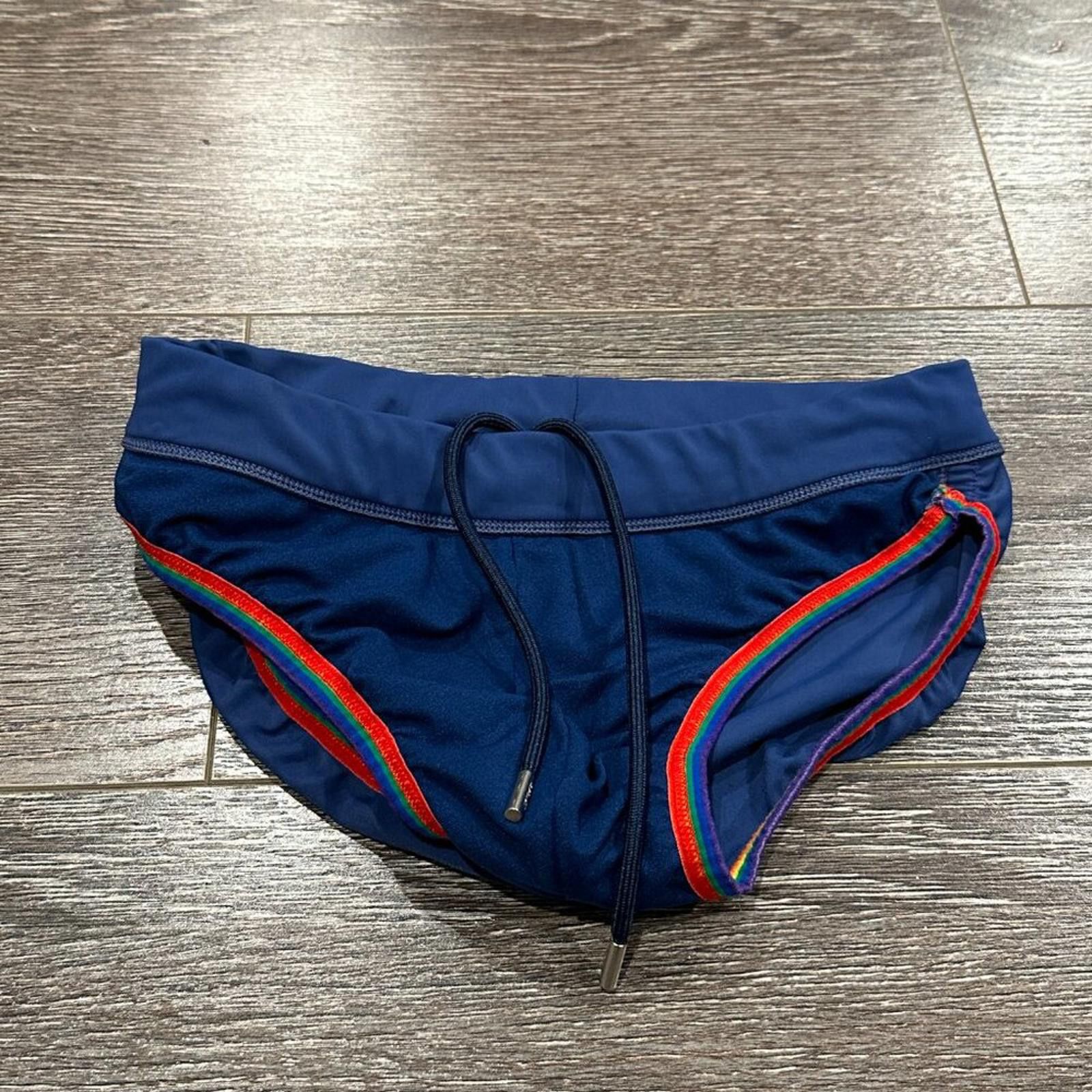 Other 2(X)IST Men’s Swim Brief – Size Small – Navy with Rainbow Size US 30 / EU 46 - 8 Thumbnail