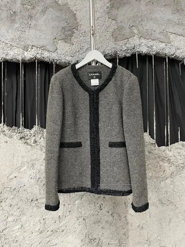 Chanel Chanel Gray Cotton Women's Jacket . Size XXS / US 00 / IT 34 - 1 Thumbnail
