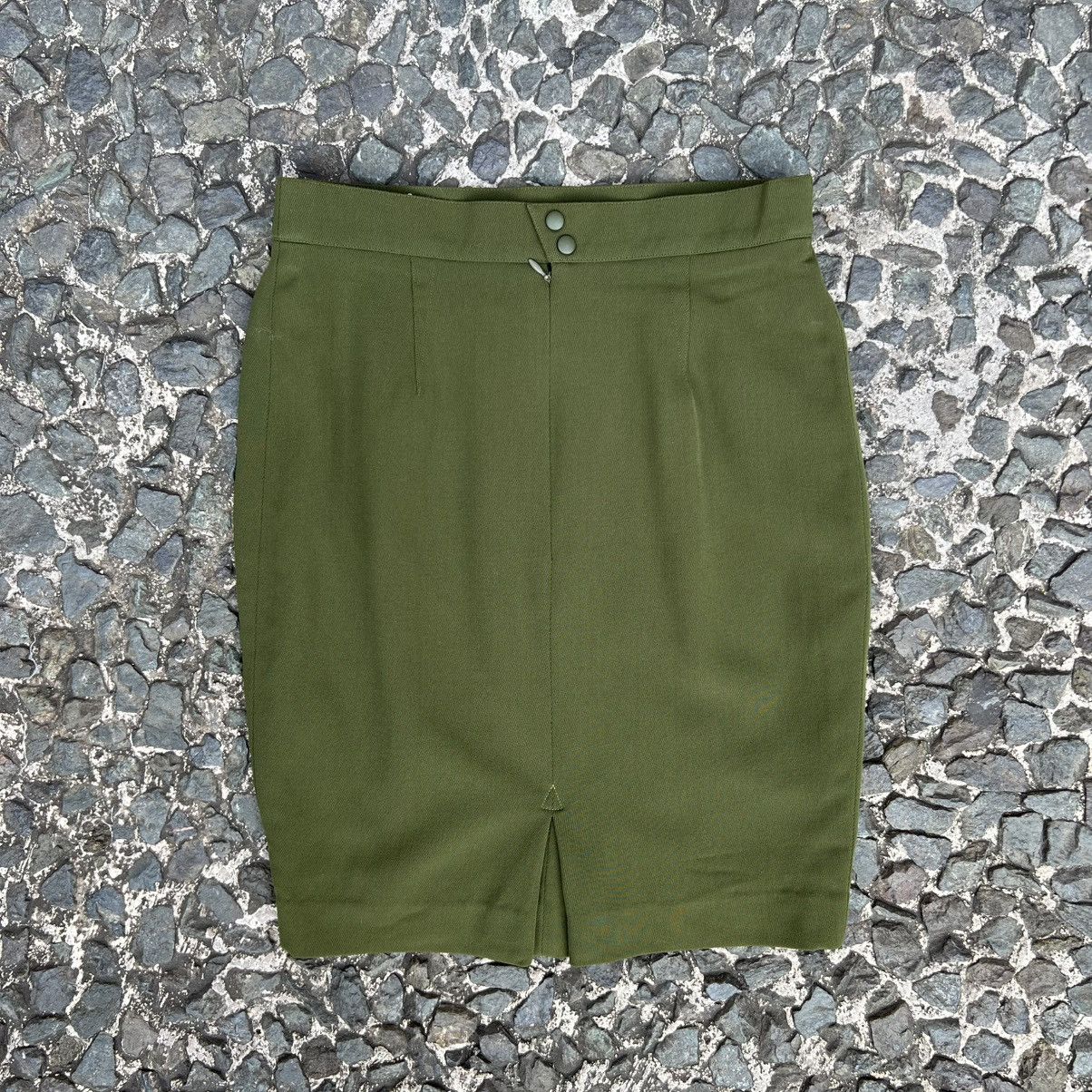 Mugler Mugler Pencil Skirt Olive Green Size 28" / US 6 / IT 42 - 1 Thumbnail