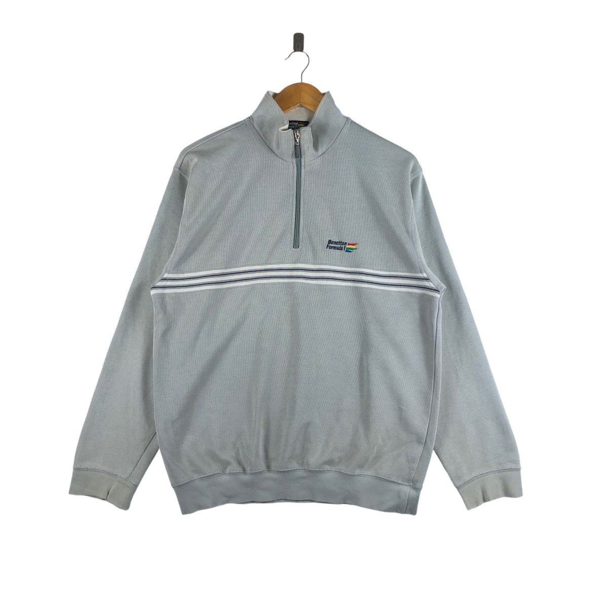 Benetton Vintage BENETTON Formula 1 Racing Team Sweatshirt Half Size US XL / EU 56 / 4 - 1 Thumbnail