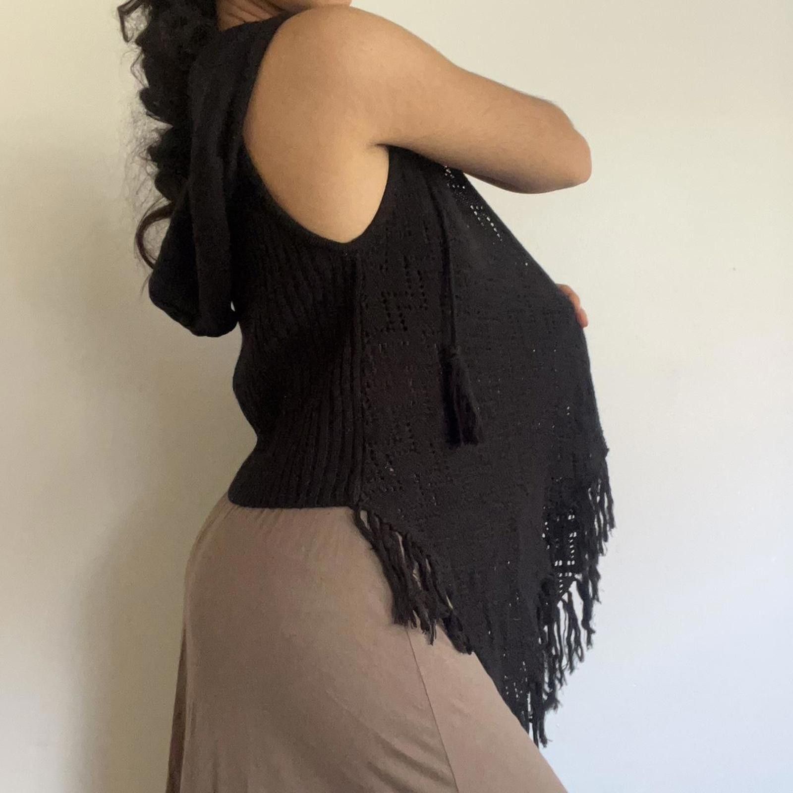 Other Black hooded knit top with fringe #goth #fairy Size S / US 4 / IT 40 - 6 Thumbnail