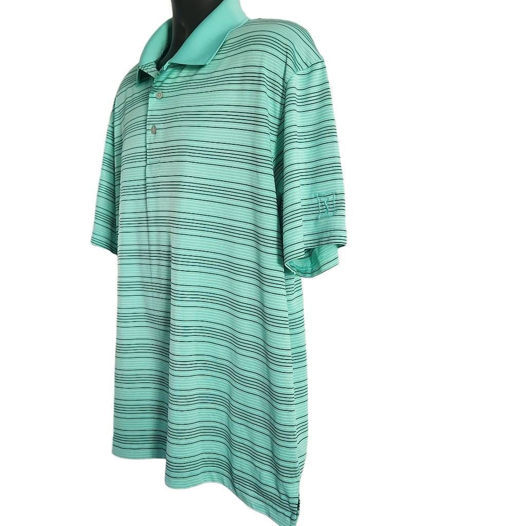 PGA Tour PGA Tour Men's Size XL Green Black Stripe Golf Polo Shirt Size US XL / EU 56 / 4 - 2 Thumbnail