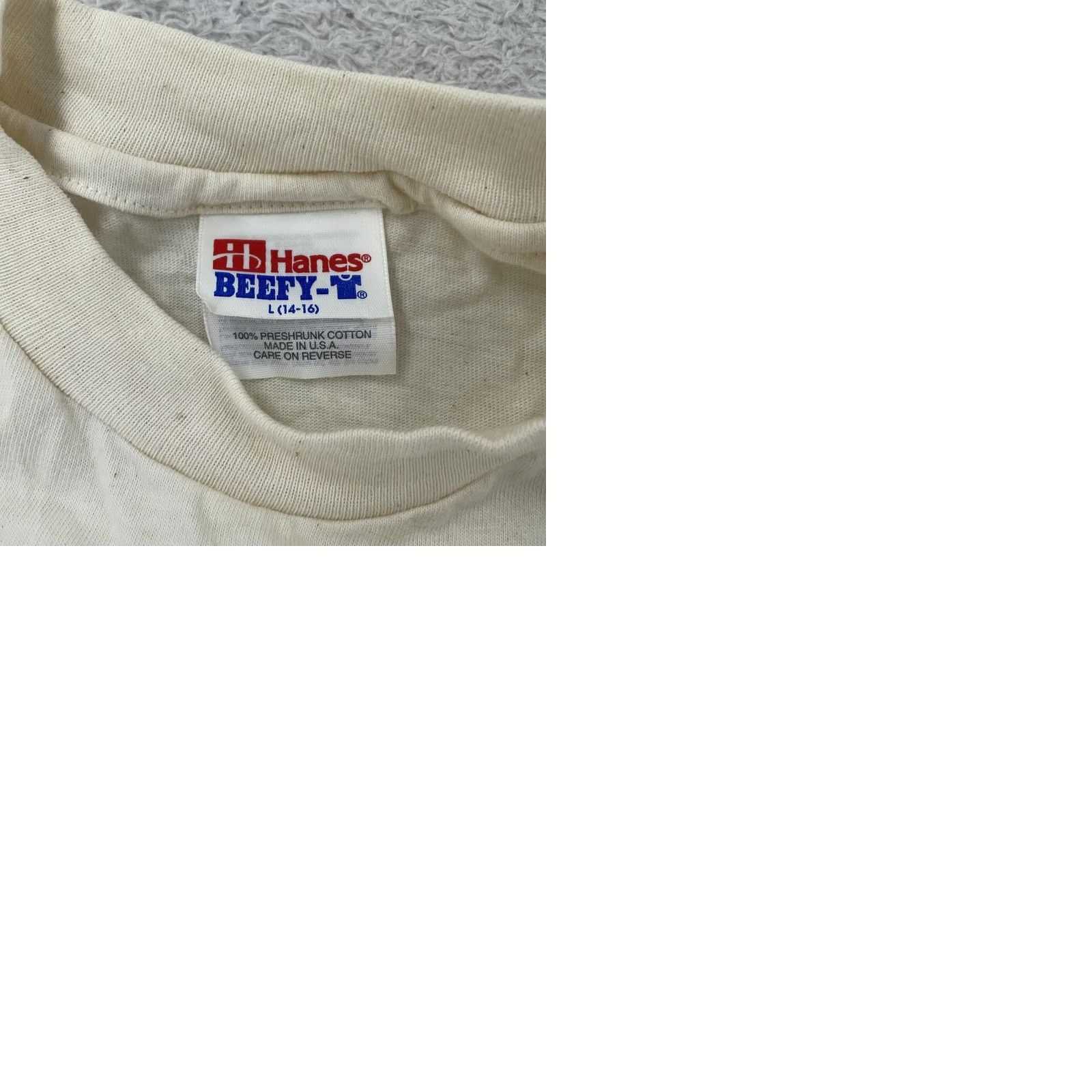 Hanes VINTAGE Grist Mill T-Shirt Men XS Ivory 100% Cotton Crew Neck Graphic Print Made USA History 90s Hanes Size US XS / EU 42 / 0 - 9 Thumbnail