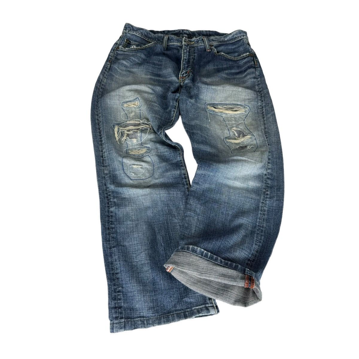 Japanese Brand ⚡️GL HEART LIMITED EDITION PATCHWORK HICKORY DENIM PANTS Size US 34 / EU 50 - 6 Thumbnail