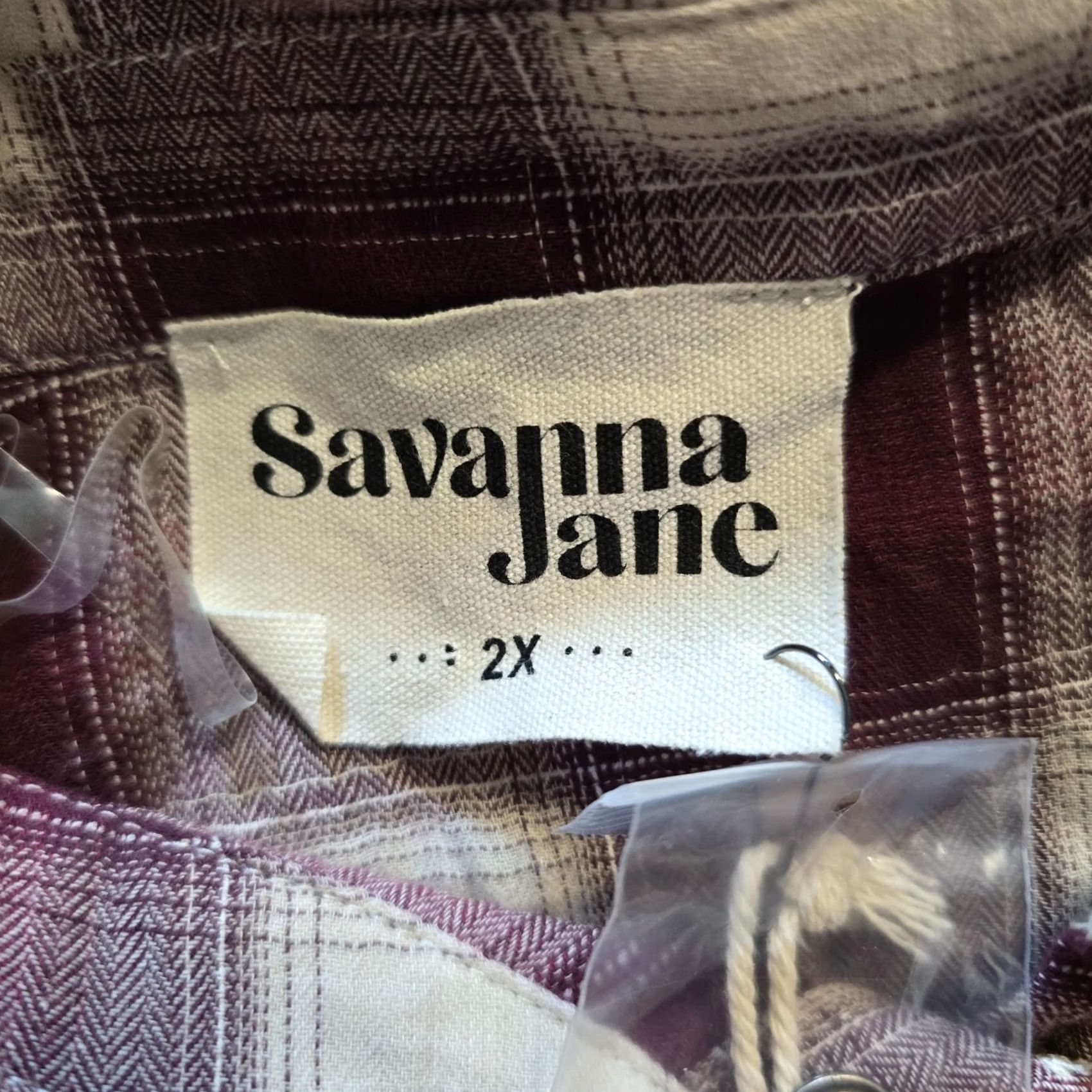 Vintage Savannah Jane Top Womens 2X Red Plaid Floral Embroidery Button Up Tunic Casual Shirt Size XXL / US 16-18 / IT 52-54 - 4 Thumbnail