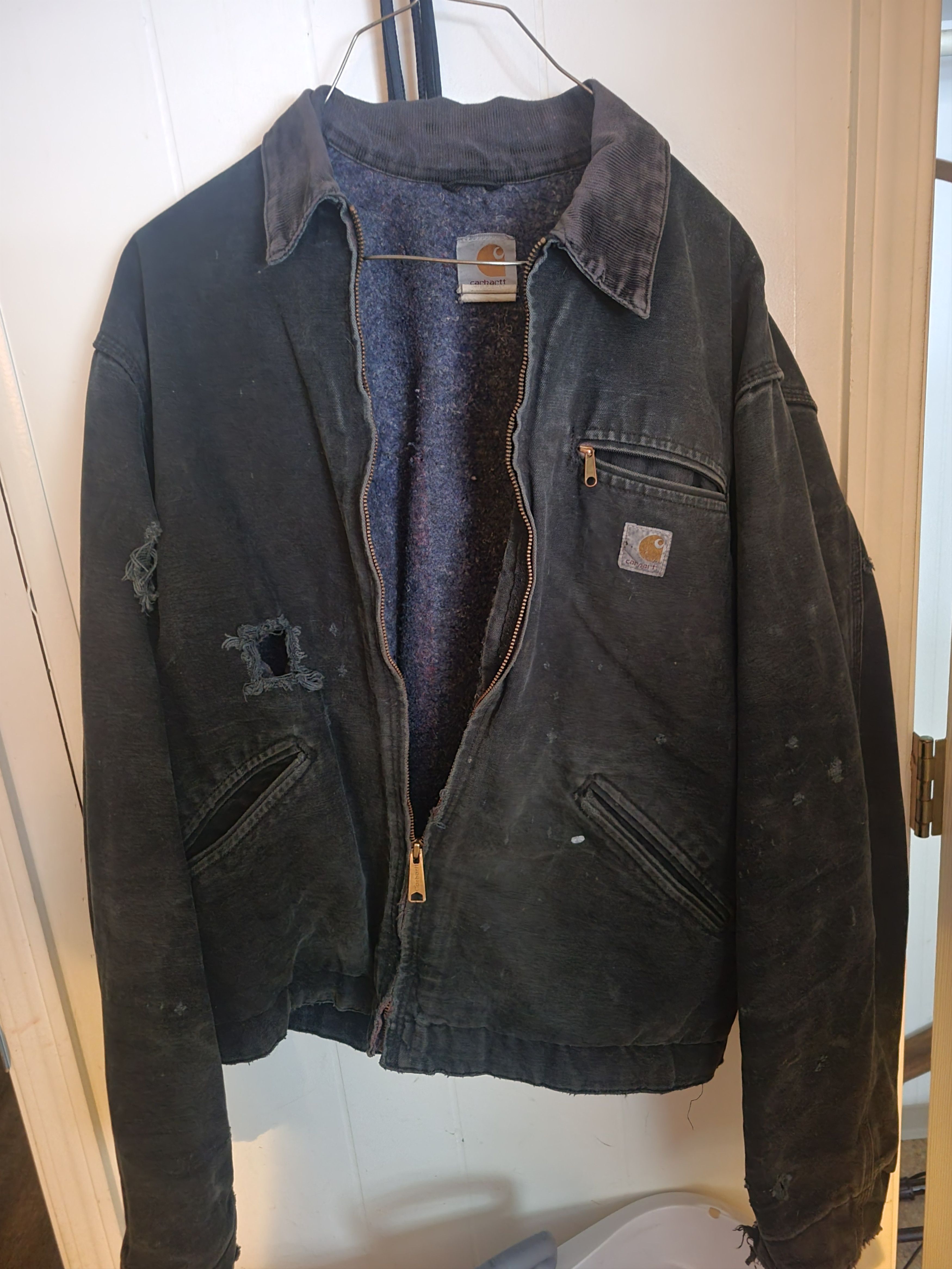 Carhartt Carhartt detroit duck lined coat black faded distressed Size US XL / EU 56 / 4 - 1 Thumbnail