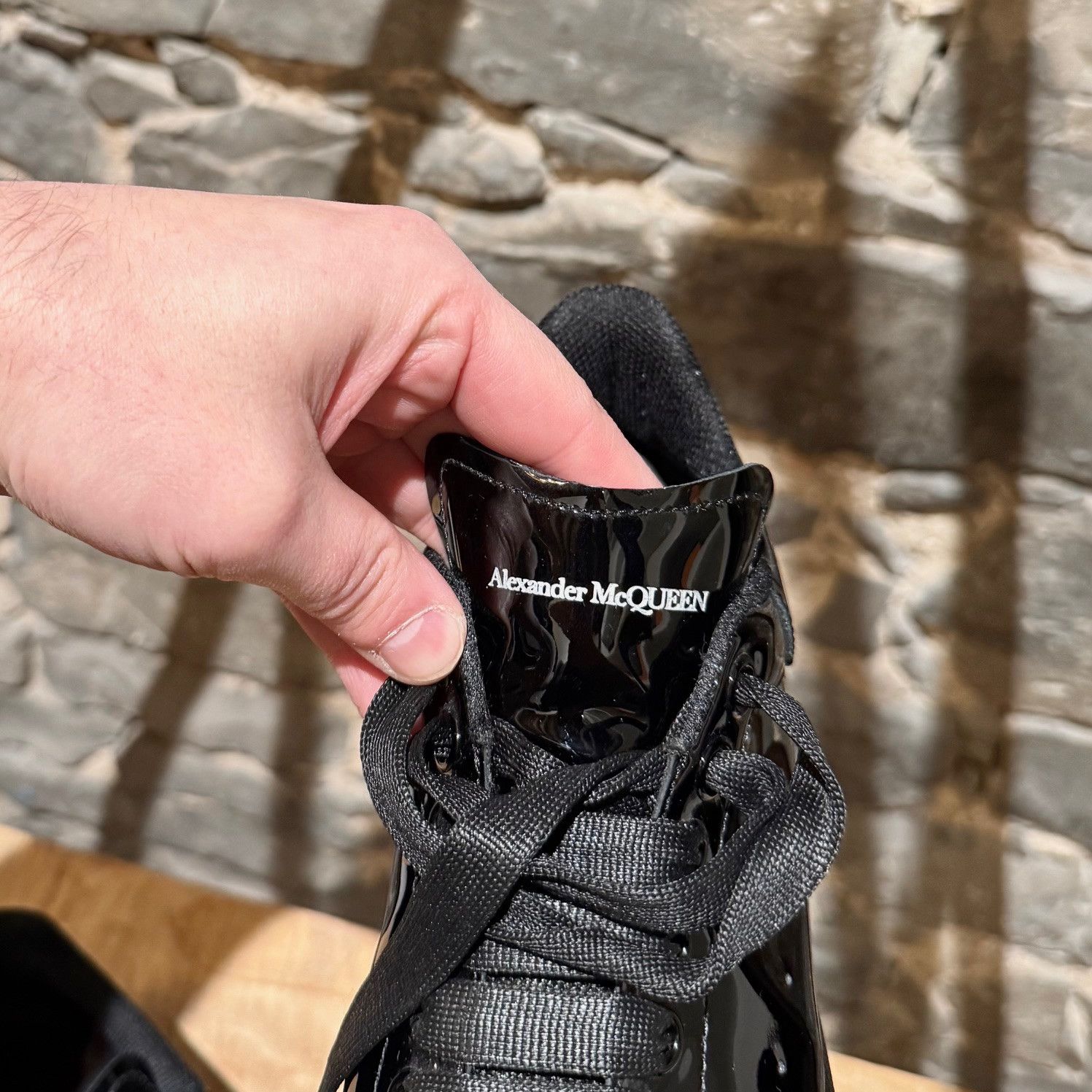 Alexander McQueen Alexander McQueen Black Patent Leather Oversized Sneakers Size US 8 / IT 38 - 13 Thumbnail