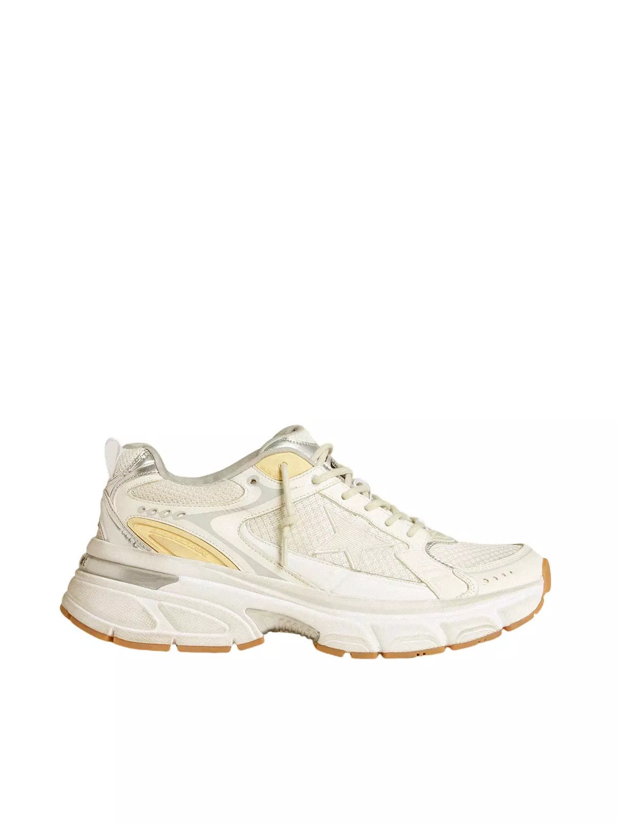 GOLDEN GOOSE Women's Lightstar Wht/Slv/Gld Sneakers New
