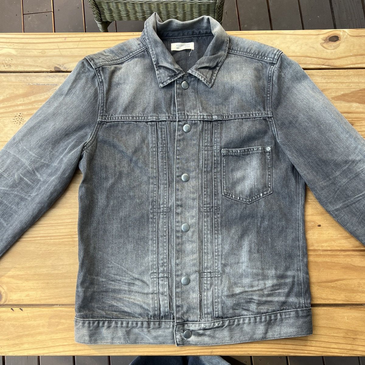 Allsaints ALLSAINTS Gambola Gray Distressed Denim Jacket Size US M / EU 48-50 / 2 - 1 Thumbnail