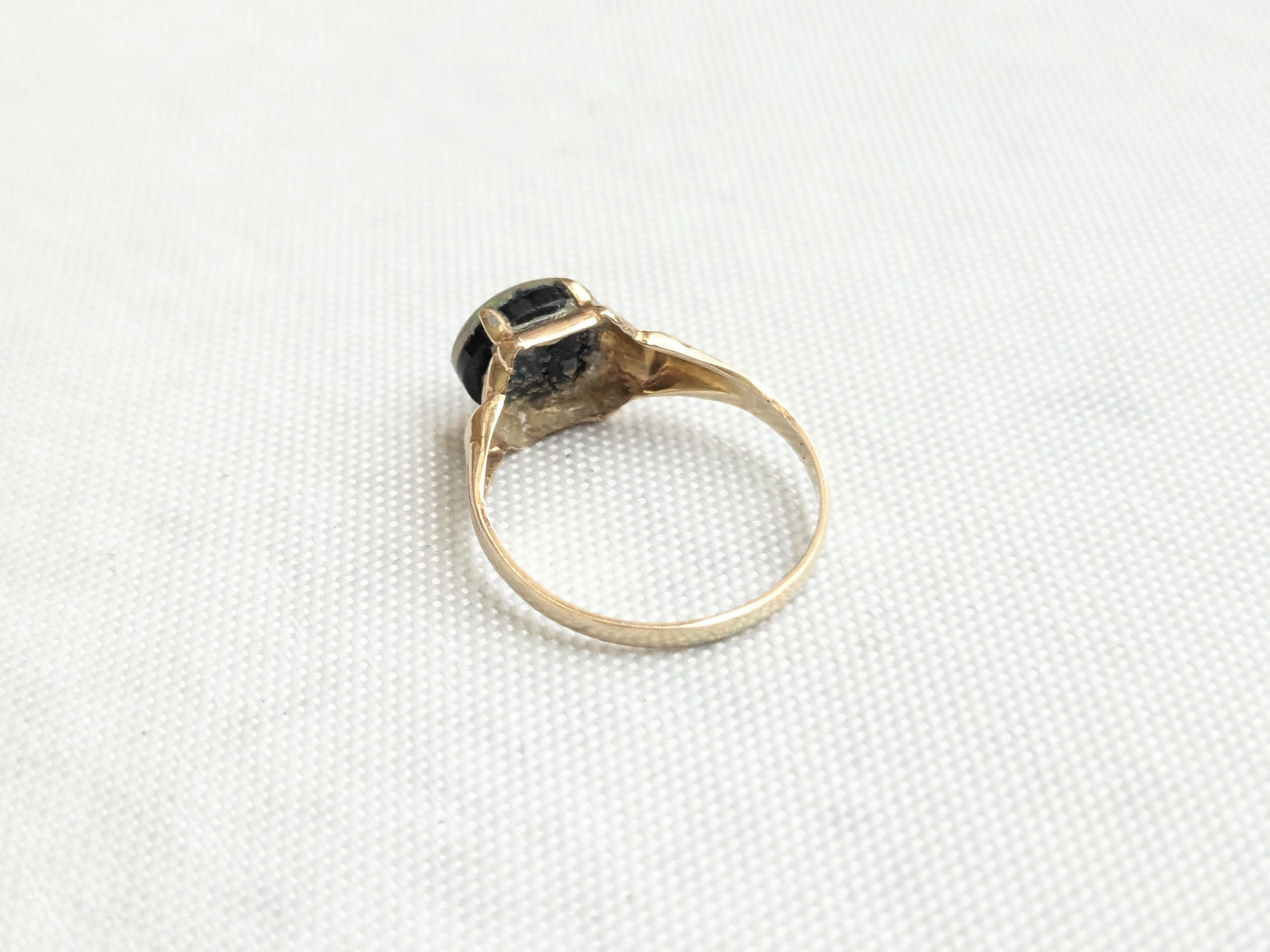 Jewelry 10k Yellow Gold Ring Black Opal Oval Size ONE SIZE - 6 Thumbnail