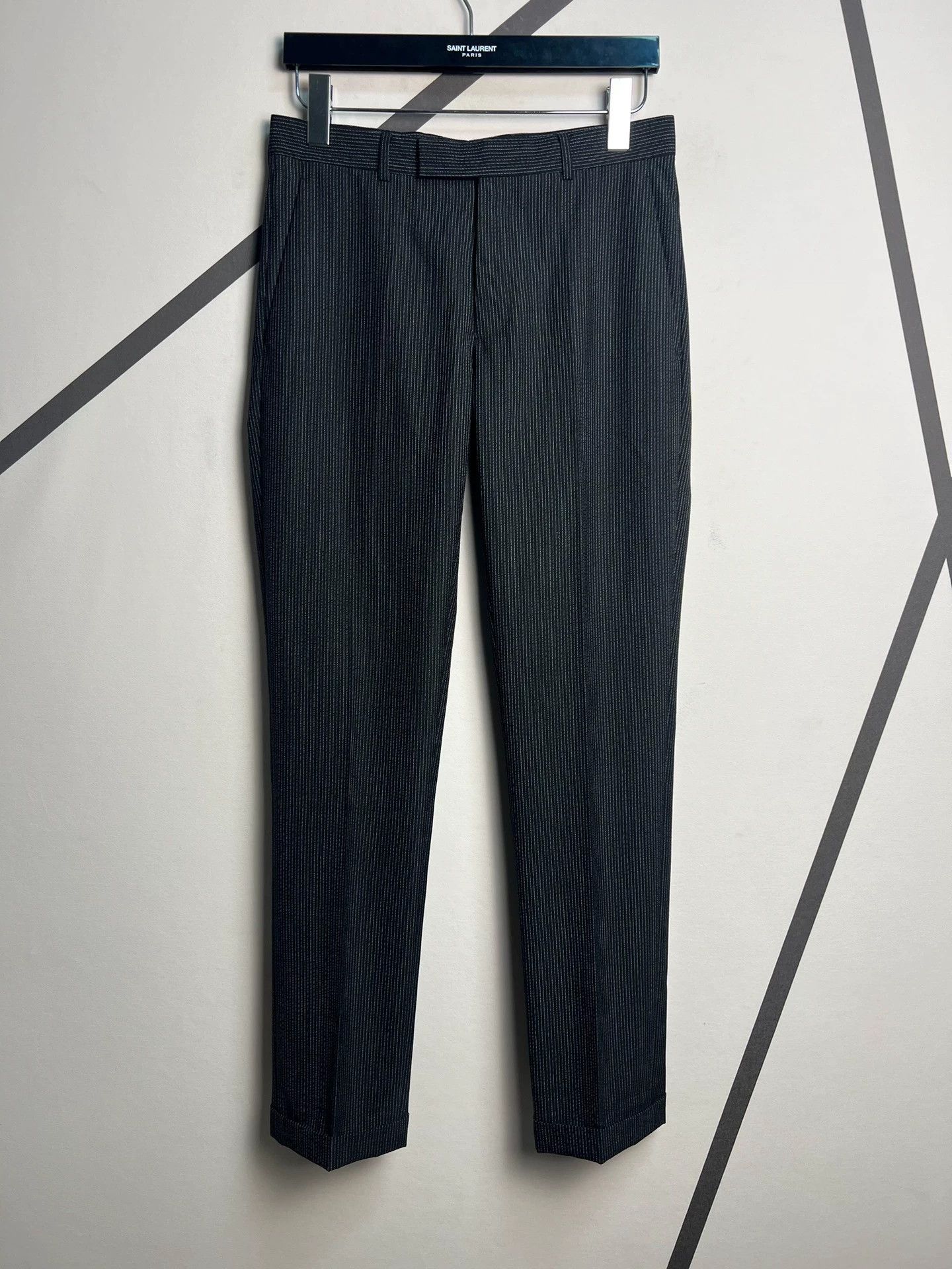 Dior Homme silver striped straight-leg wool trousers