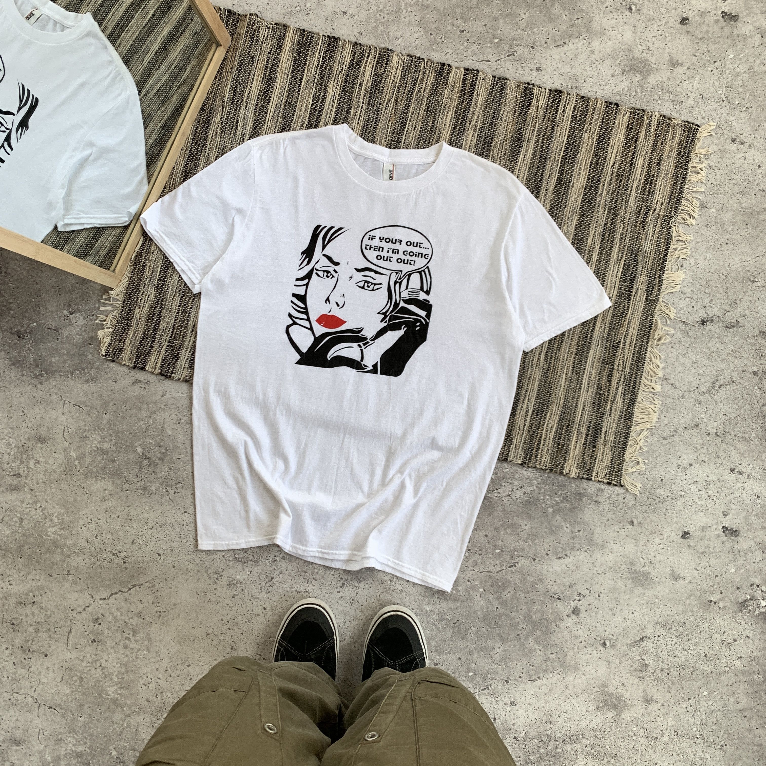 Vintage Comics Style Graphic White Tee Shirt Size US L / EU 52-54 / 3 - 1 Thumbnail