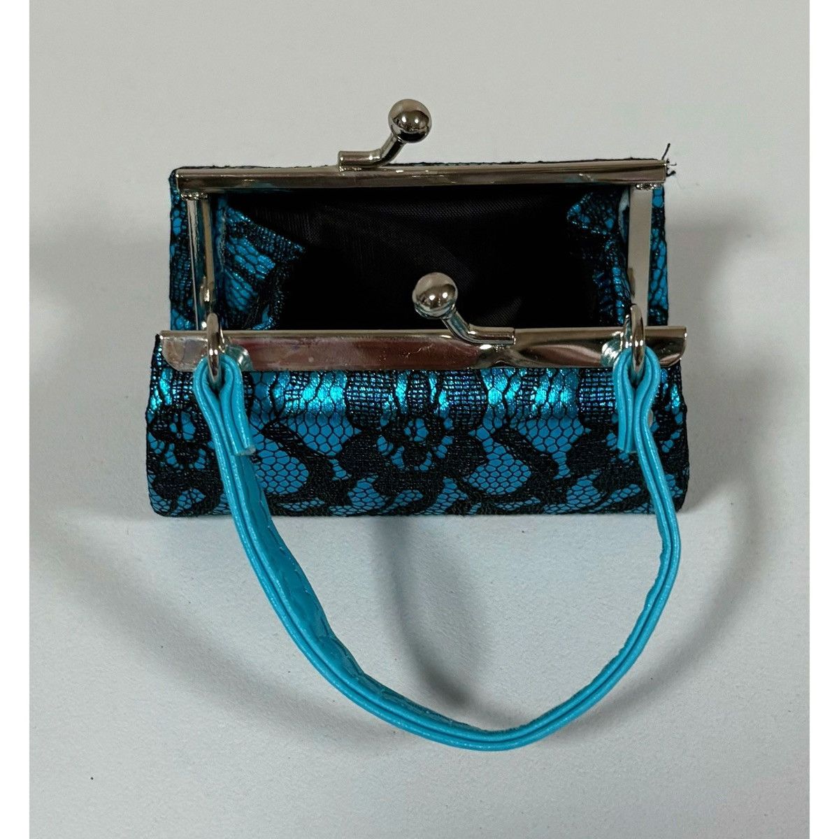 Japanese Brand × Vintage Blue Black Lace Mini Purse Bag Pocketbook 4”x5” in. 💙🖤 #y2k Size ONE SIZE - 4 Thumbnail