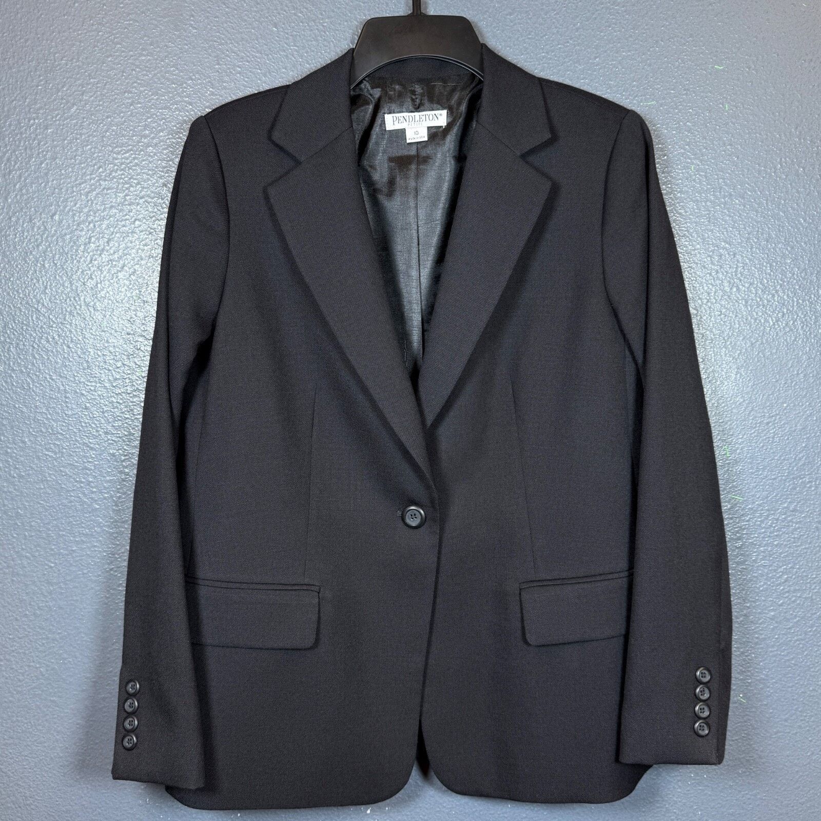 Pendleton Pendleton 10 women’s black suit jacket 100% virgin wool vntg Size L / US 10 / IT 46 - 3 Thumbnail