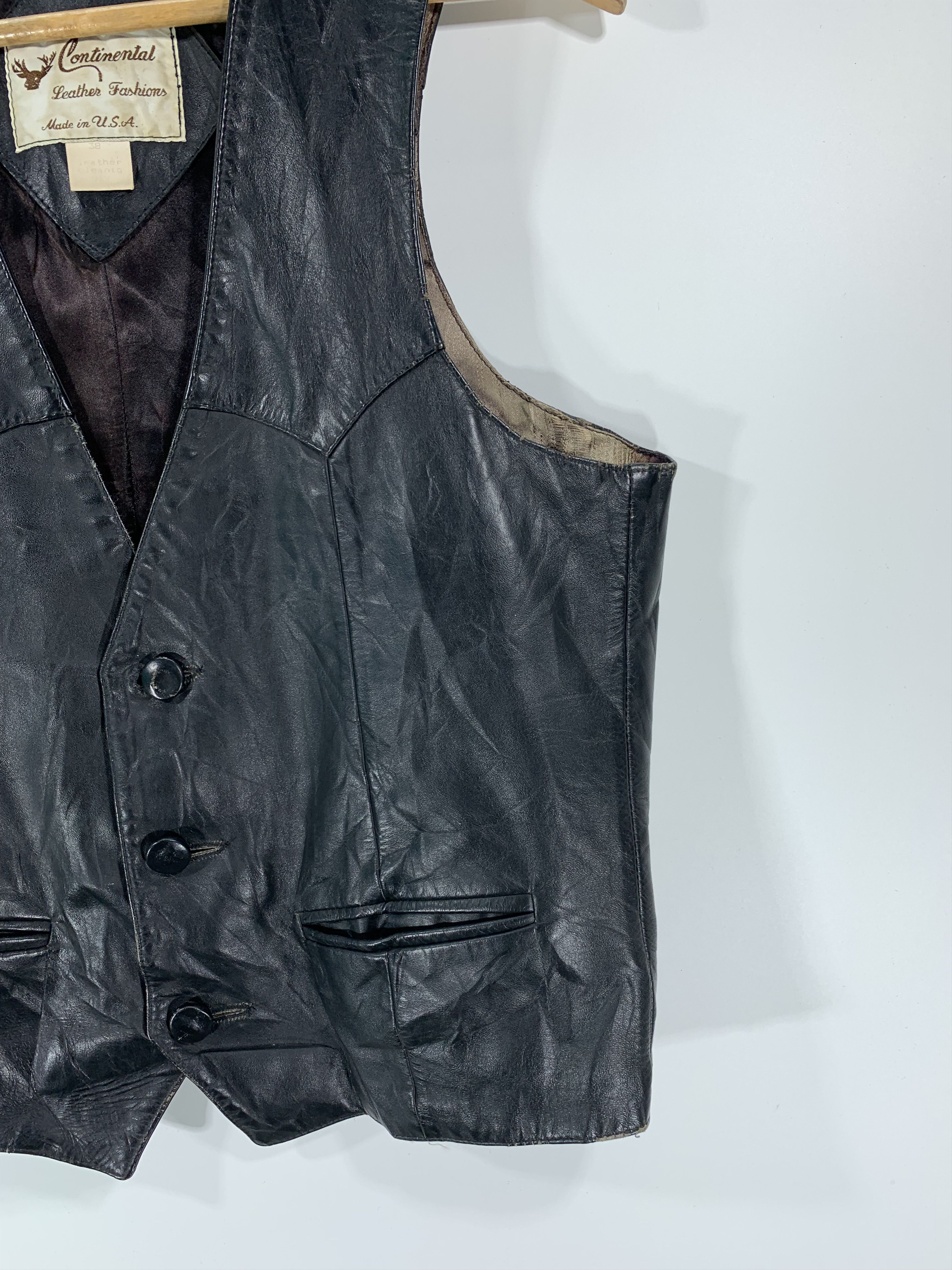 Leather × Vintage 70-80s Vintage Continentel Leather Vest Size US S / EU 44-46 / 1 - 2 Thumbnail