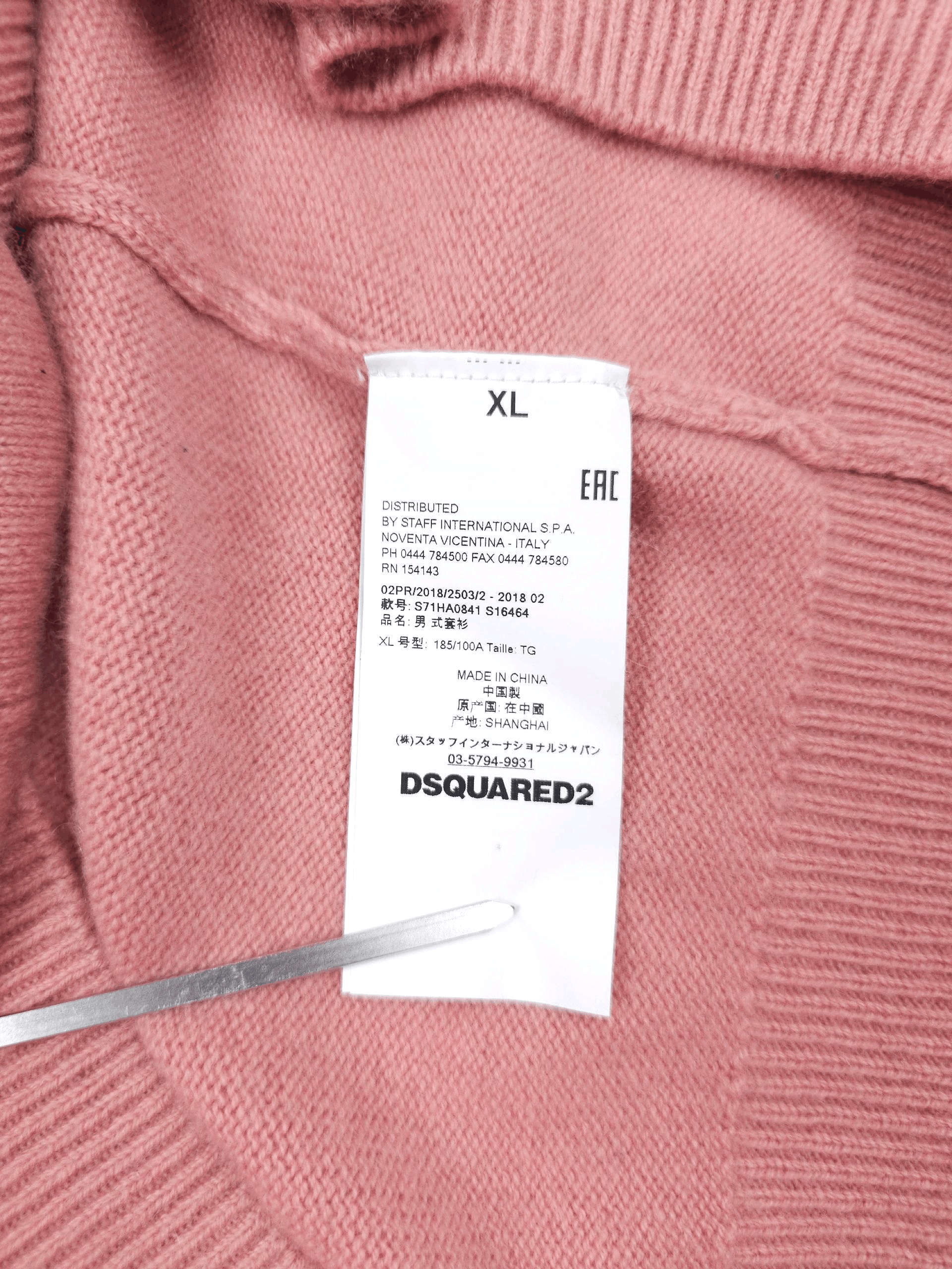 Dsquared2 💎 Dsquared 2 Basic Casual Pink Wool Relaxed Sweater XL Size US XL / EU 56 / 4 - 6 Thumbnail