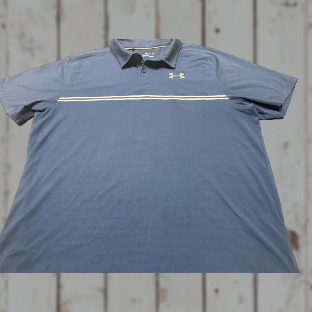 Under Armour Under Armour Navy Blue Striped Golf Polo Shirt Men's 2XL Moisture Wicking Size US XXL / EU 58 / 5 - 1 Thumbnail