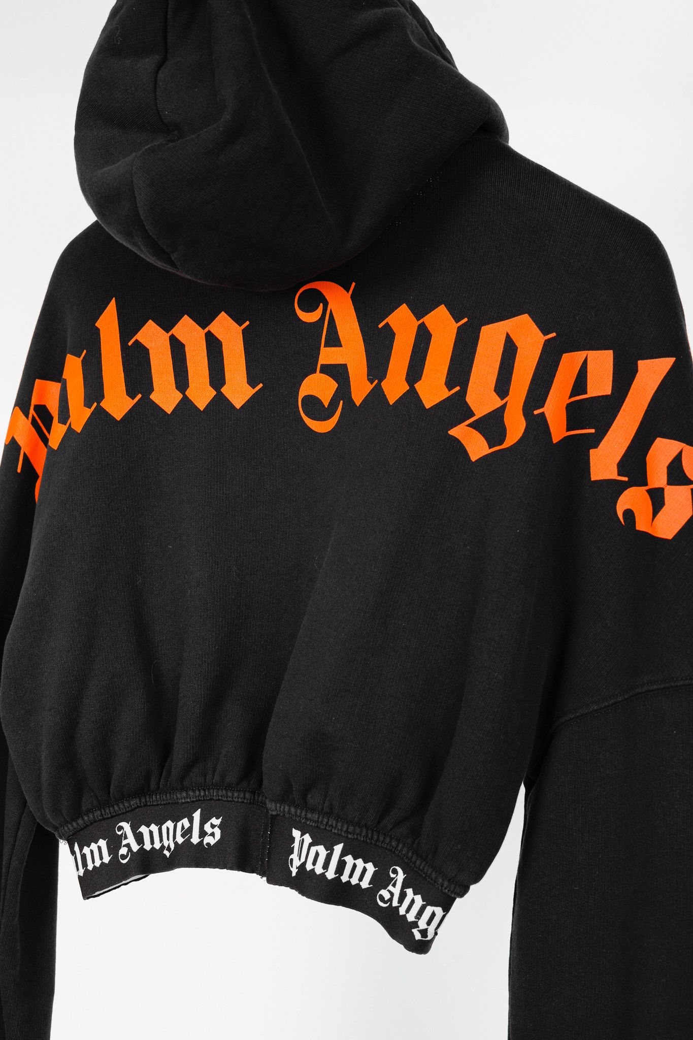 Palm Angels Palm Angels Summer 2019 Black Cropped Logo Print Hoodie Size S / US 4 / IT 40 - 7 Thumbnail