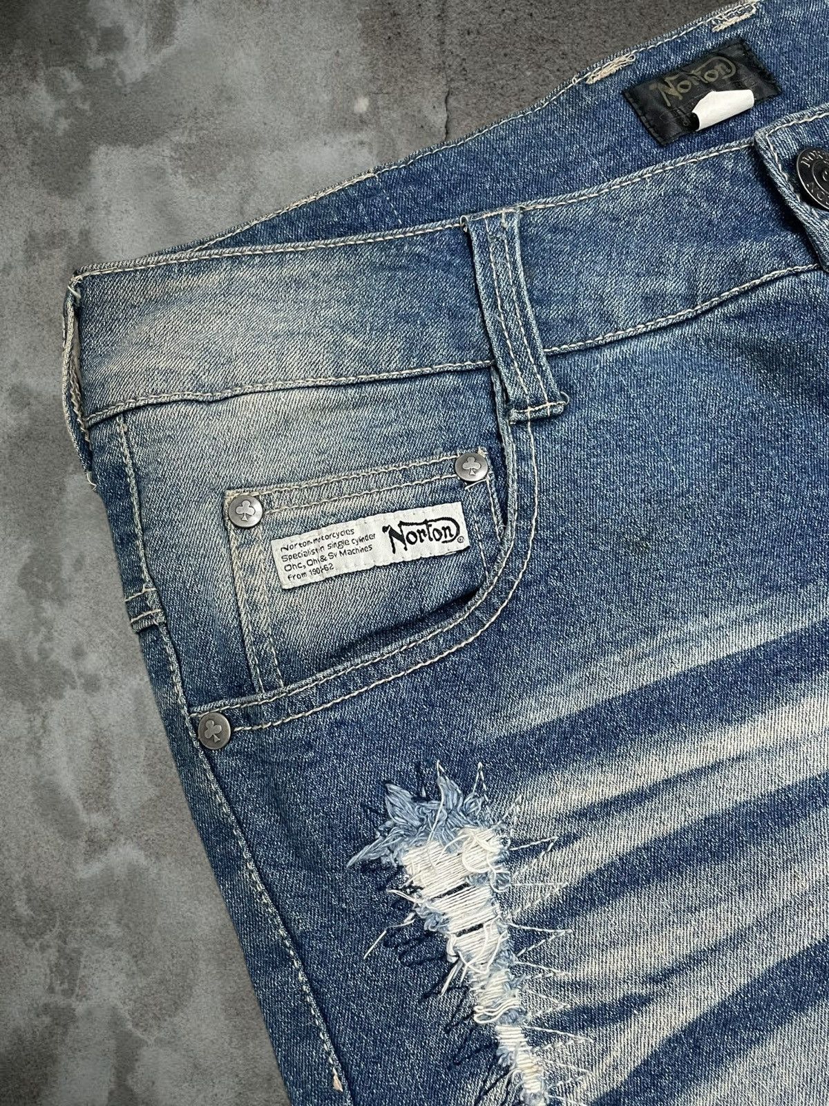 Japanese Brand Vintage Rare Designer Norton Motorcyles Distressed Denim Size US 32 / EU 48 - 10 Thumbnail