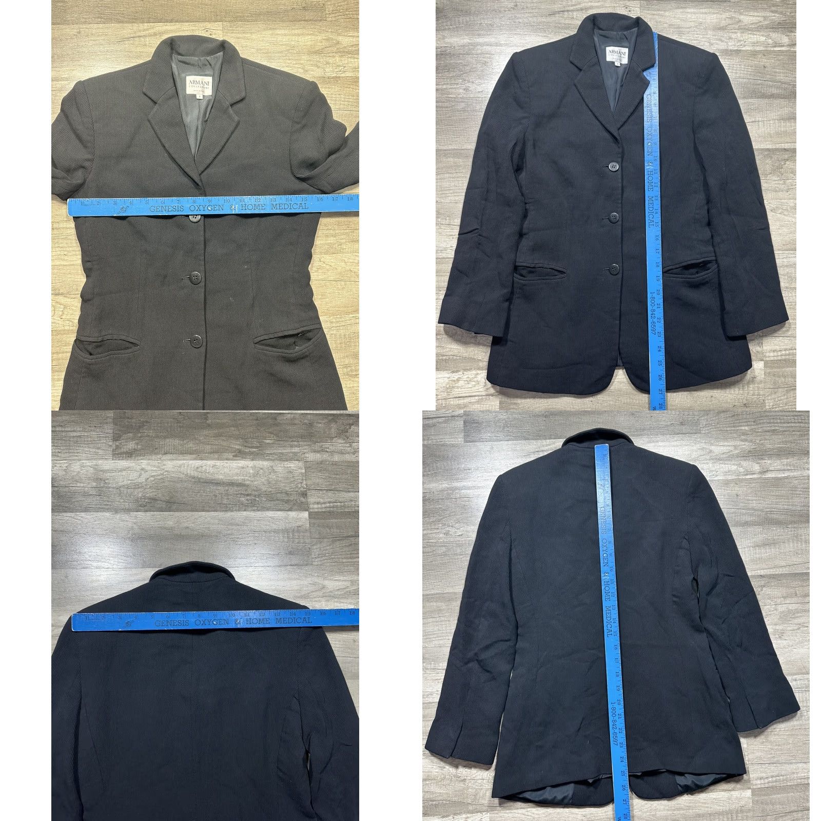 Armani Armani Collezioni Blazer Women Long Sleeve 2 Black V-Neck 3 Button Wool Blend Blazer Size XS / US 0-2 / IT 36-38 - 9 Thumbnail
