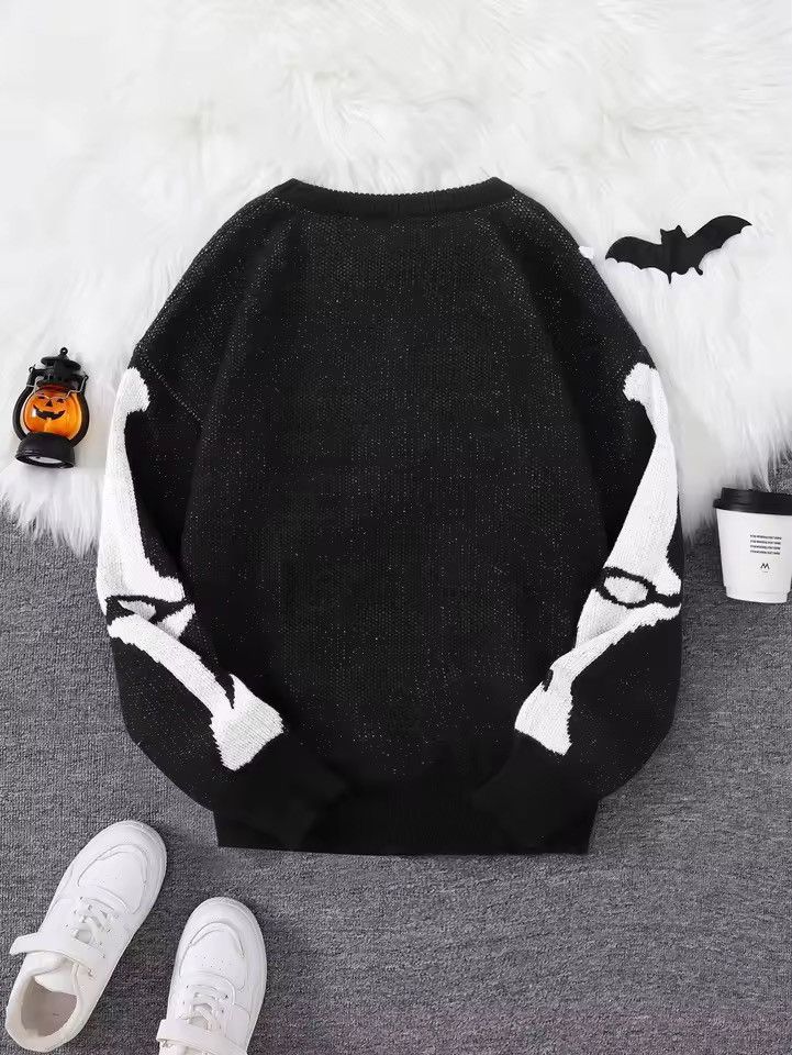 Japanese Brand Skeleton Print Sweater - Trendy Black and White Knit Size US M / EU 48-50 / 2 - 2 Thumbnail