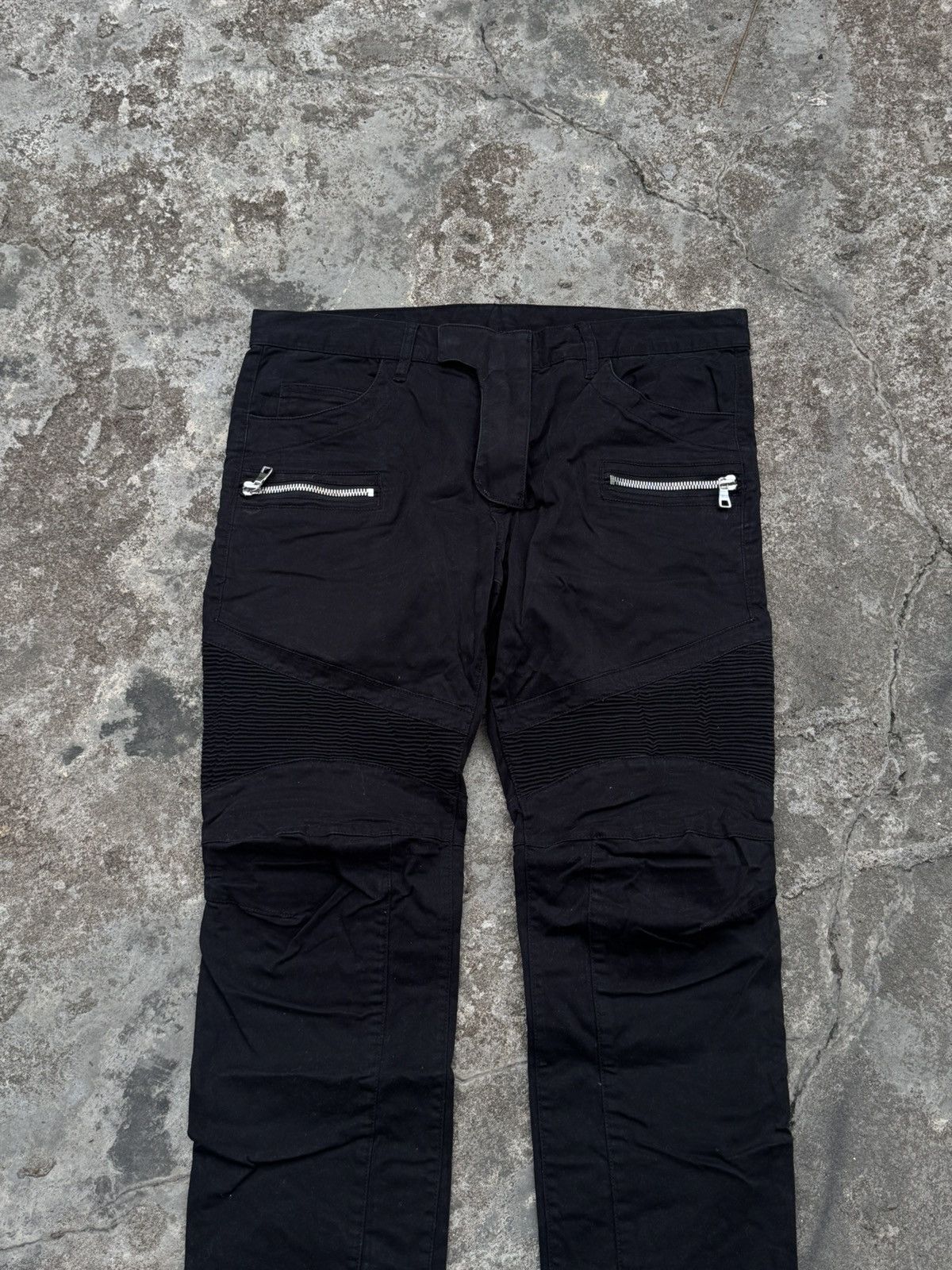 Balmain Olivier Rousteing Black Biker Pants Size US 36 / EU 52 - 2 Thumbnail